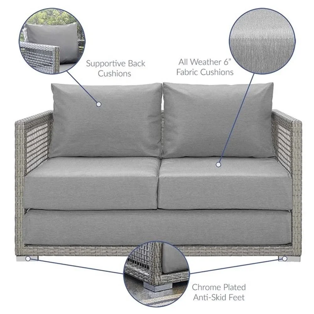 Afuera Living Wicker Patio Loveseat, Gray - 52in W x 32in D - Image 9 Afuera Living Wicker Patio Loveseat, Gray - 52in W x 32in D - Image 9