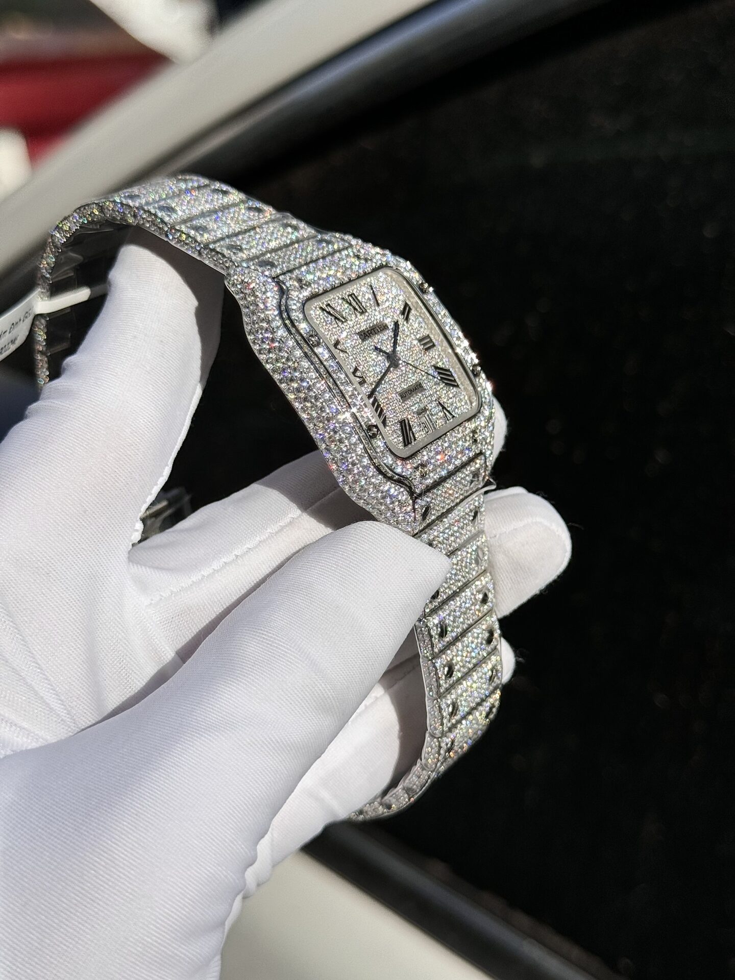 Cartier Santos Replica Watch Full Diamond Moissanite Hong Kong 39.8mm - Top club
