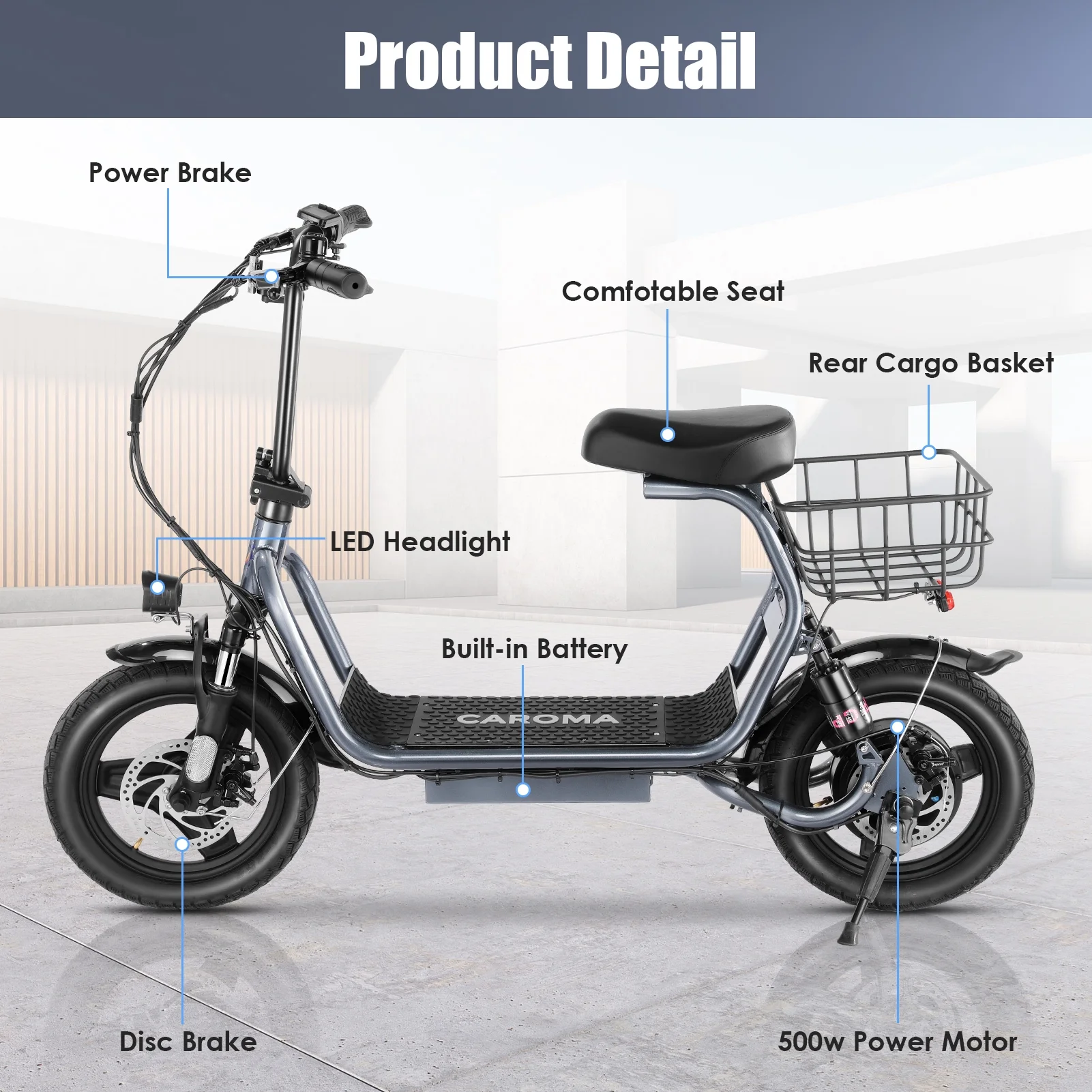 SANOPY 350W Electric Scooter with Seat for Adults, 15 Miles Range 20 Mph, 36V 5.2Ah Battery Moped, 14" Big Tire Commuter Electric Bike with Shock Absorbing, Black - Image 19