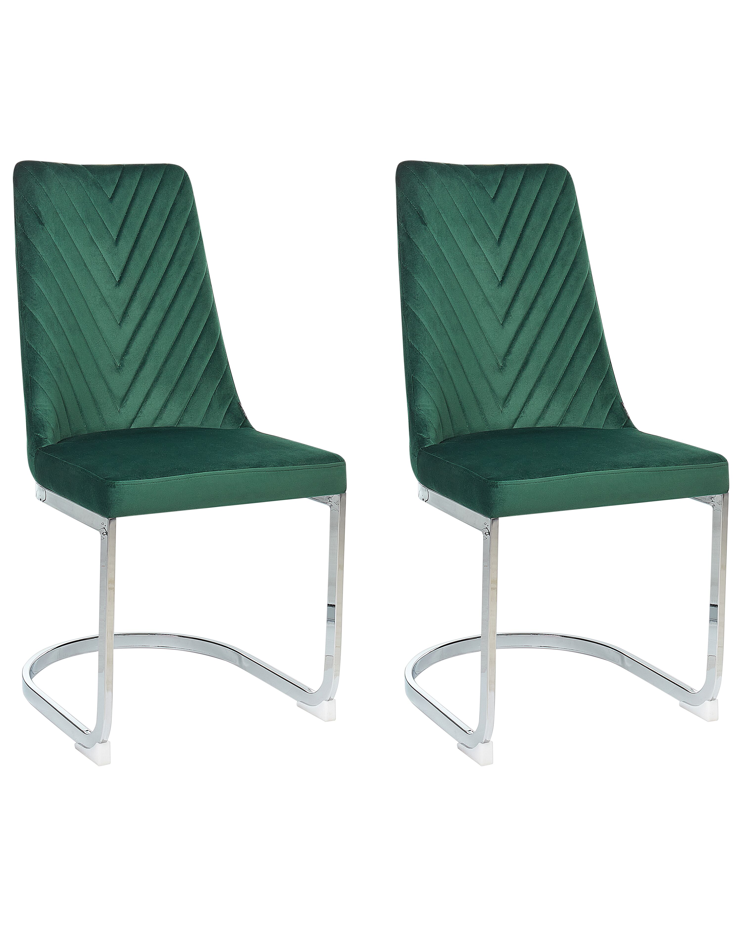 Set of 2 Dining Chairs ALTOONA Velvet Emerald Green