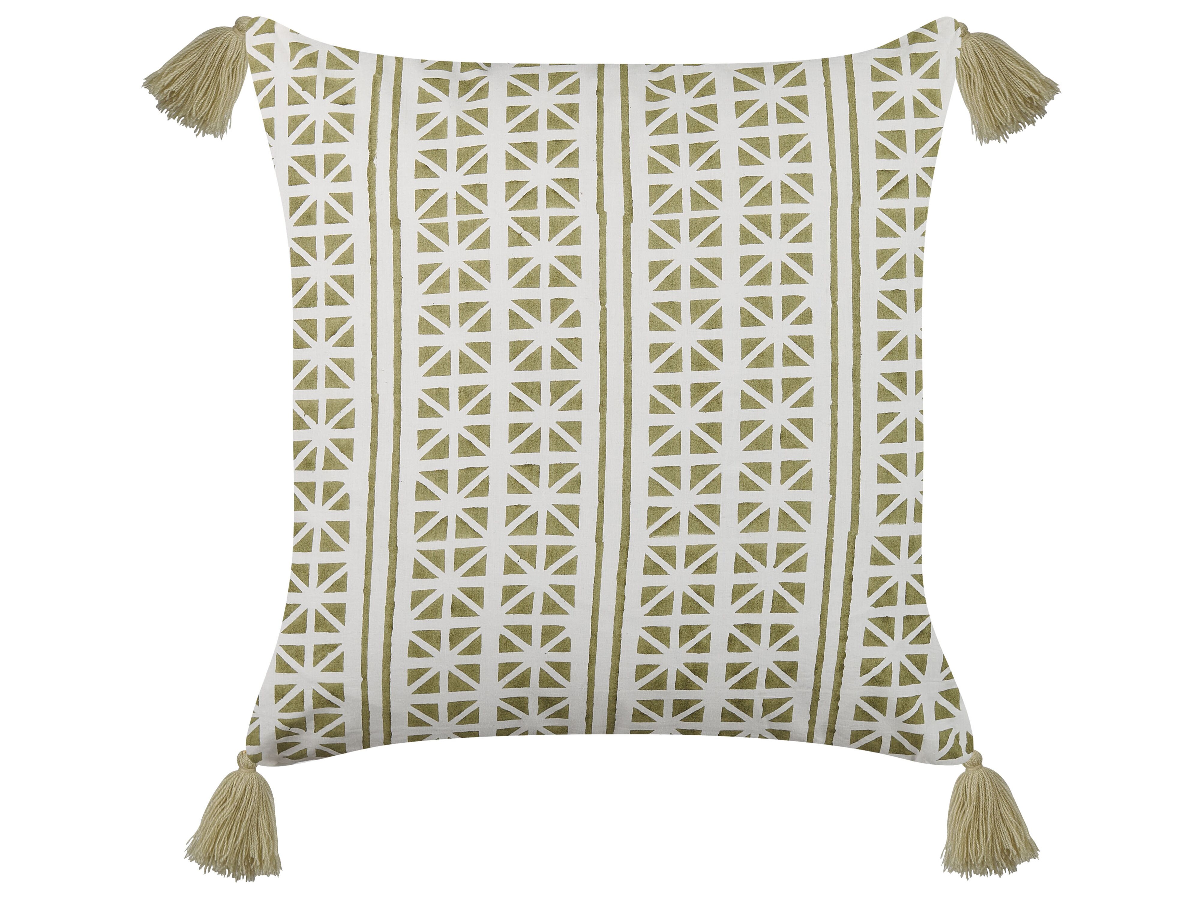 Throw Cushion SYRINGA Cotton 45 x 45 cm Green Geometric Pattern