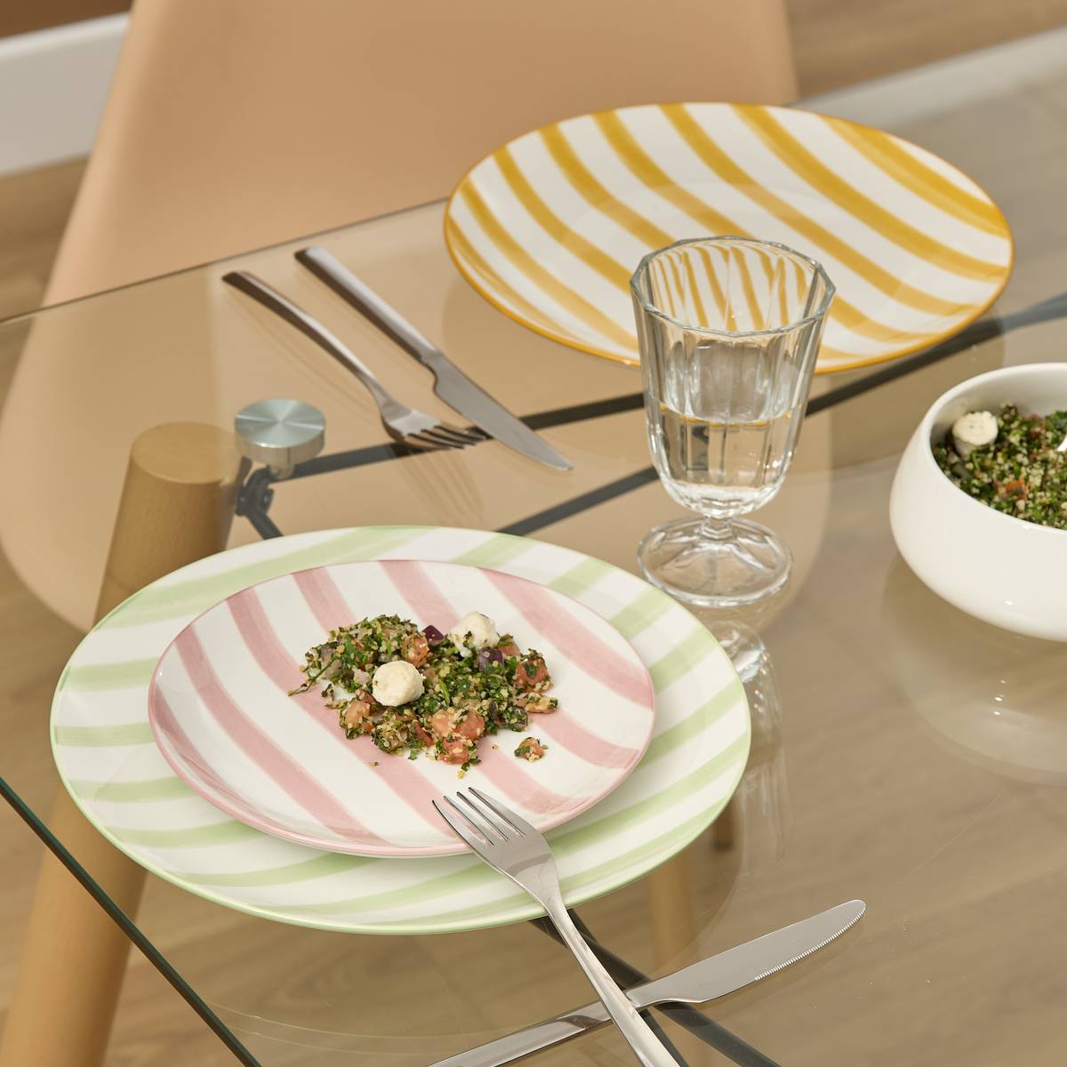 Set of 6 Dinner Plates "Charlie" Porcelain, D.26.8 cm