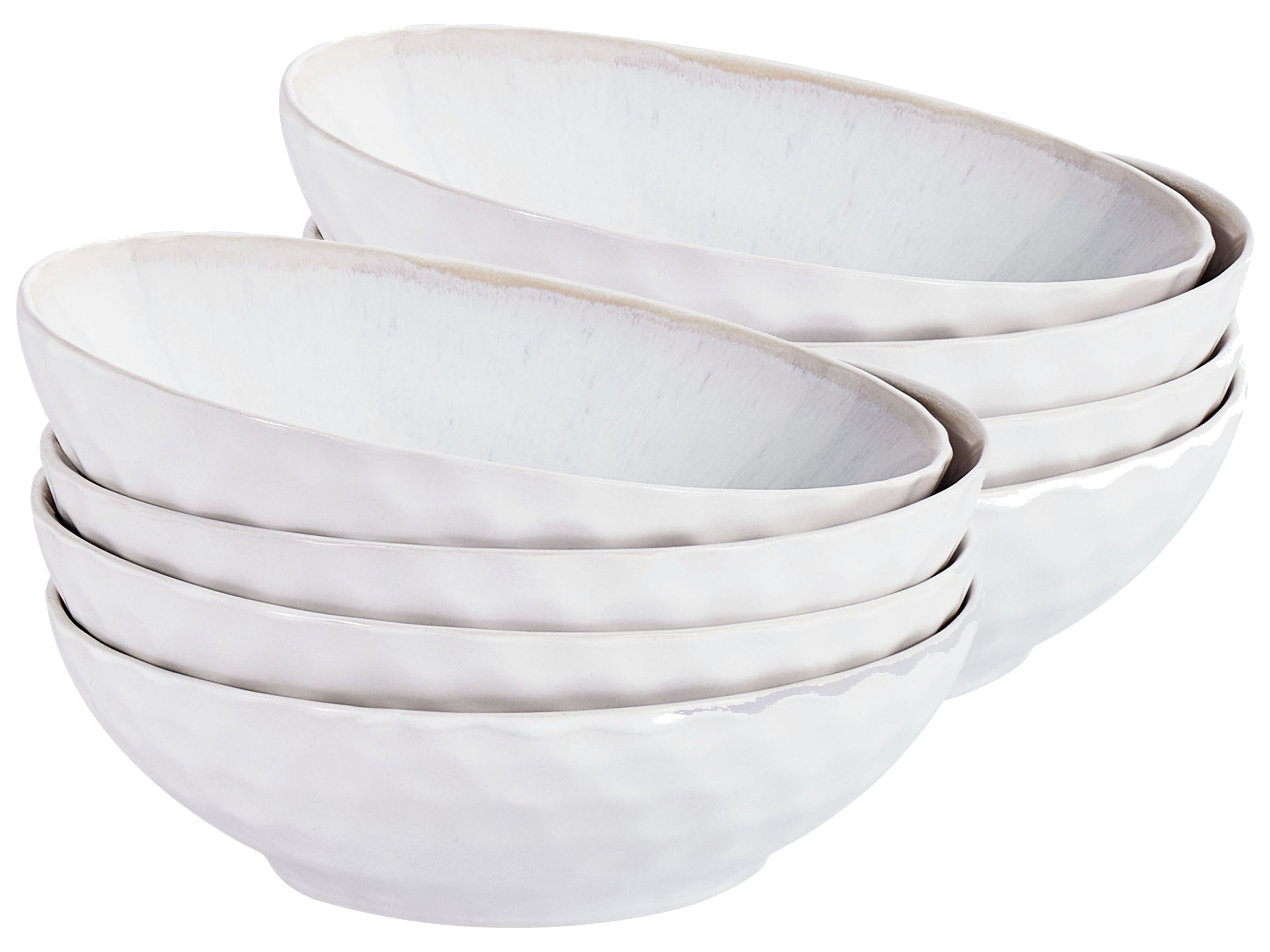 Set of 8 Deep Plates SESAME Stoneware Light Grey