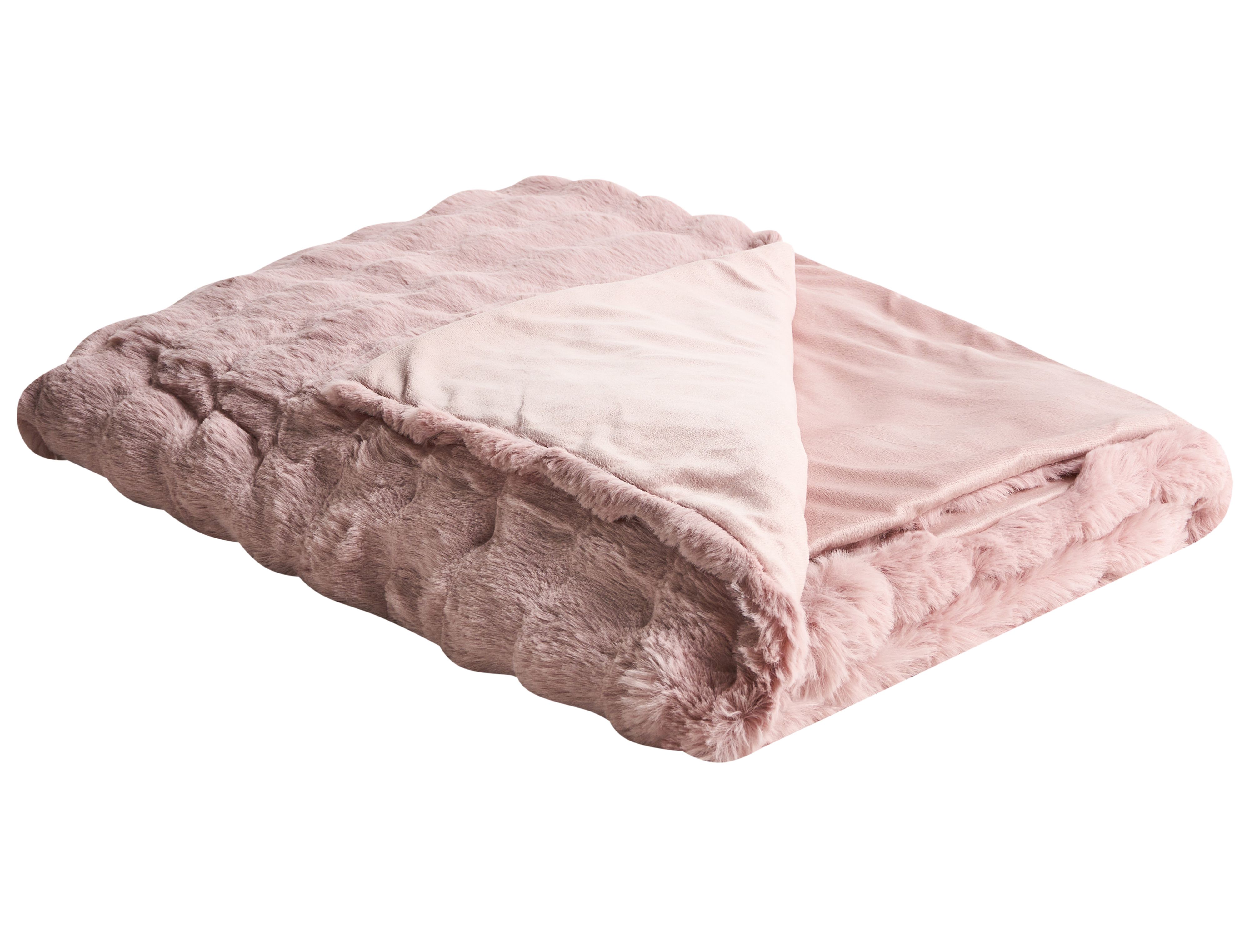 Blanket SALKA Faux Fur 200 x 220 cm Pastel Pink
