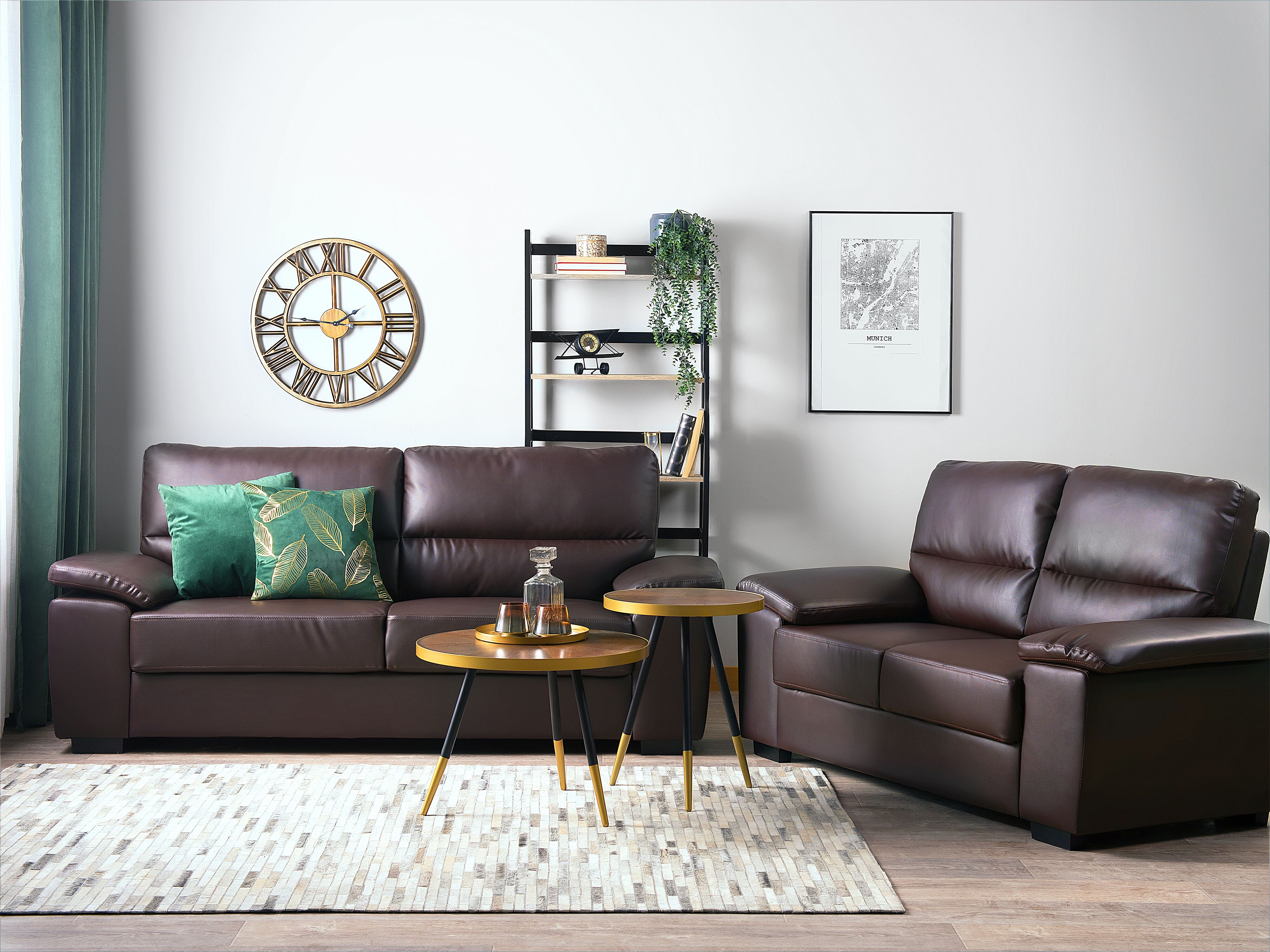 Living Room Set 5 Seater VOGAR Faux Leather Dark Brown