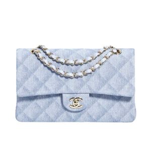 Chanel Classic Medium Blue Lambskin Rainbow Hardware – CB0311:1High-quality replica