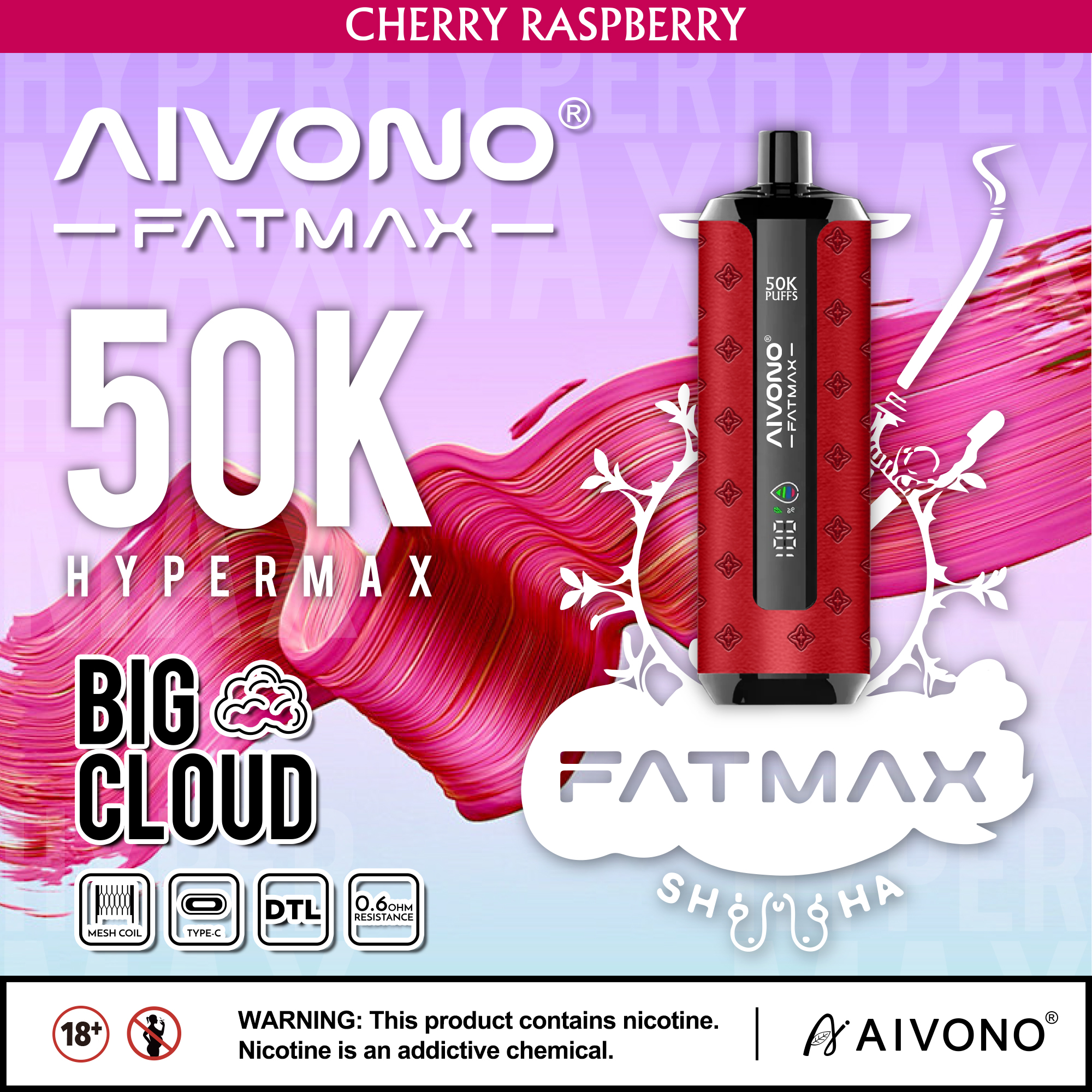 AIVONO AIM FATMAX 50000 Puffs Disposable Shisha Vape