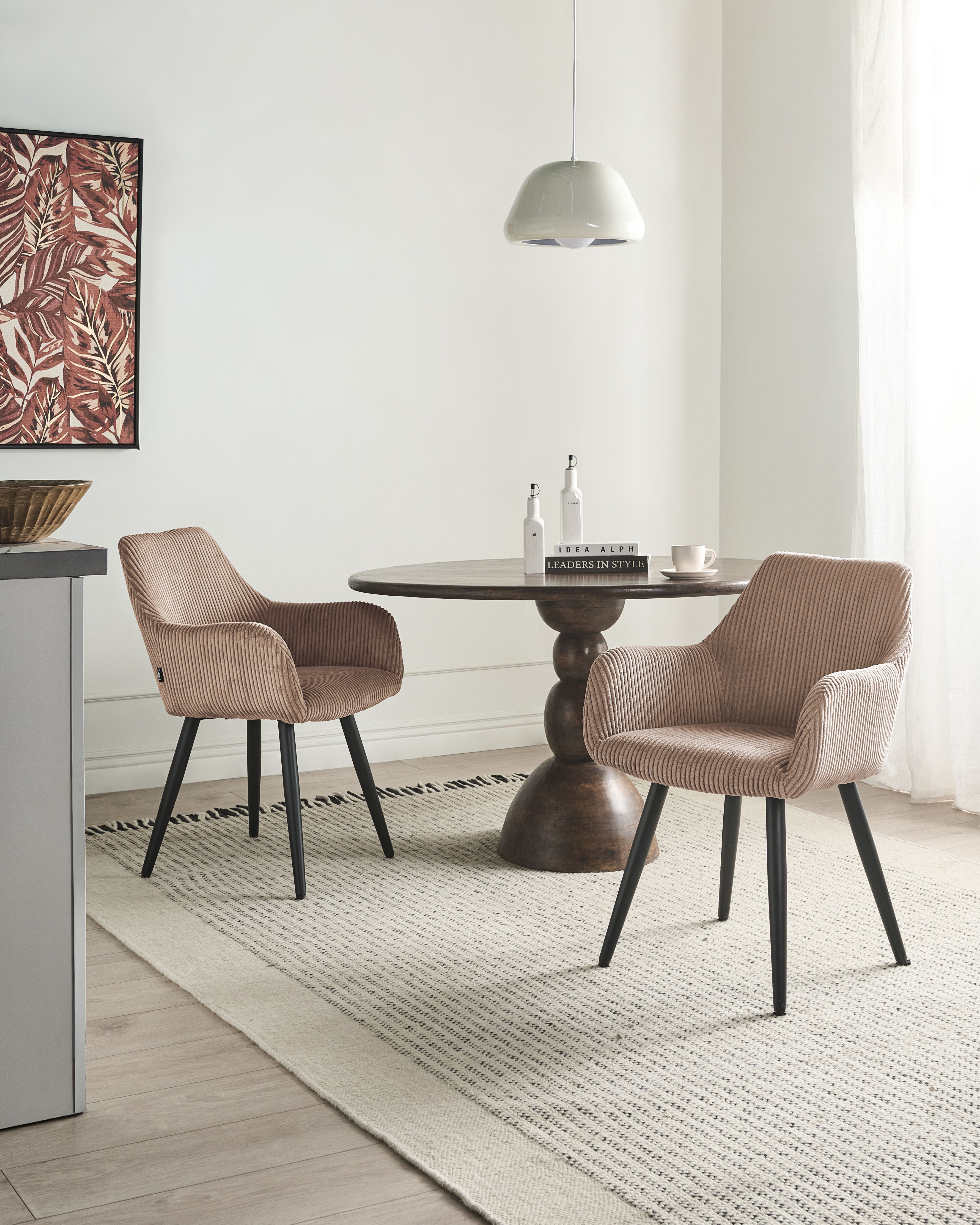 Set of 2 Dining Chairs MORI Corduroy Beige