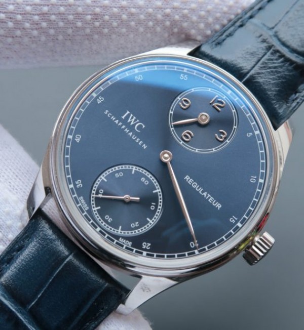 Replica IWC YLF Portuguese Regulateur Blue Dial Leather Strap A6498 - Elite Watch Atelier