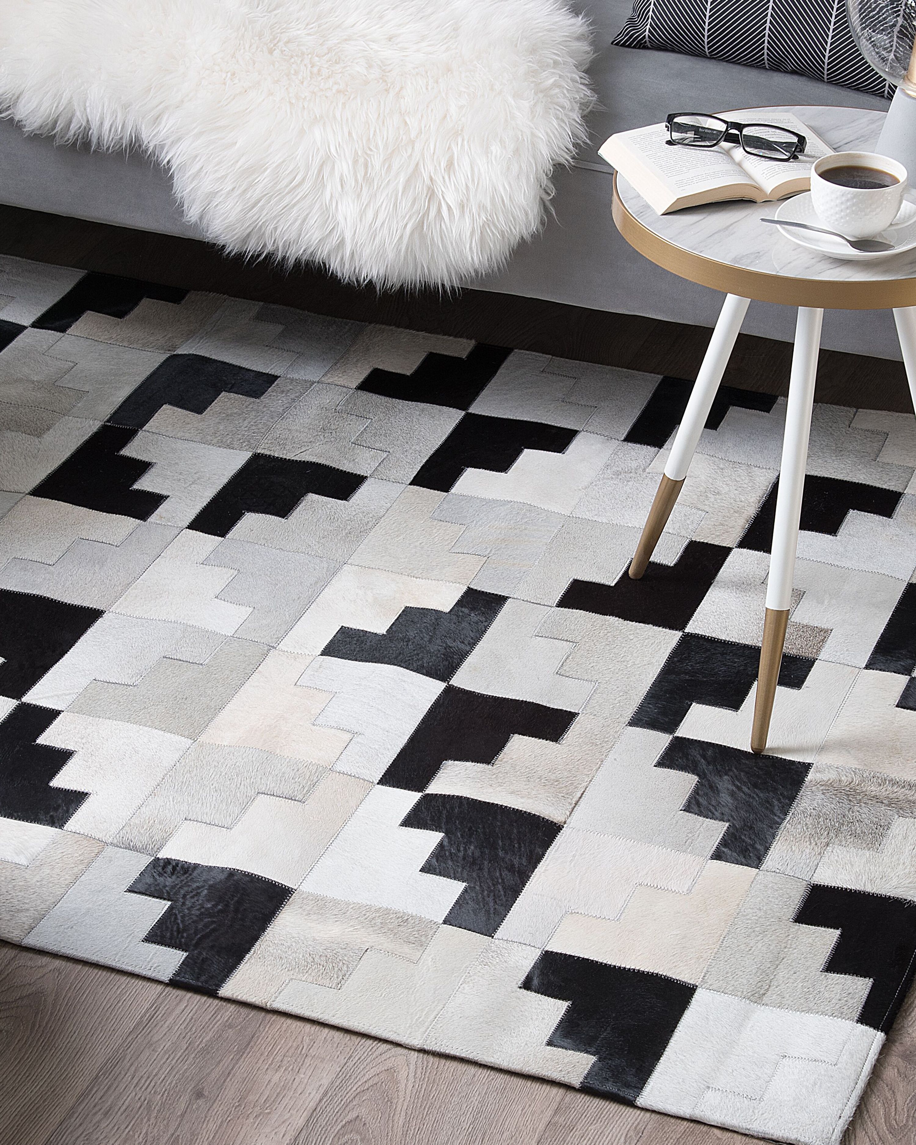 Rug EFIRLI Grey 160 x 230 cm Leather