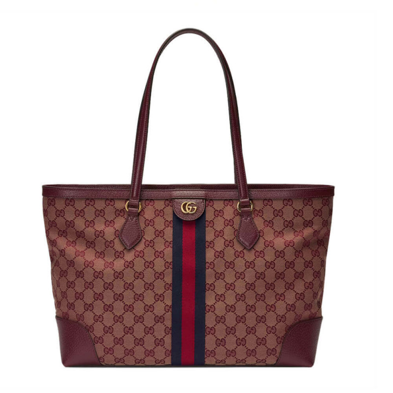 Replica Gucci Ophidia Medium Tote With Web In Burgundy Gg Canvas 6316851:1High-quality replica
