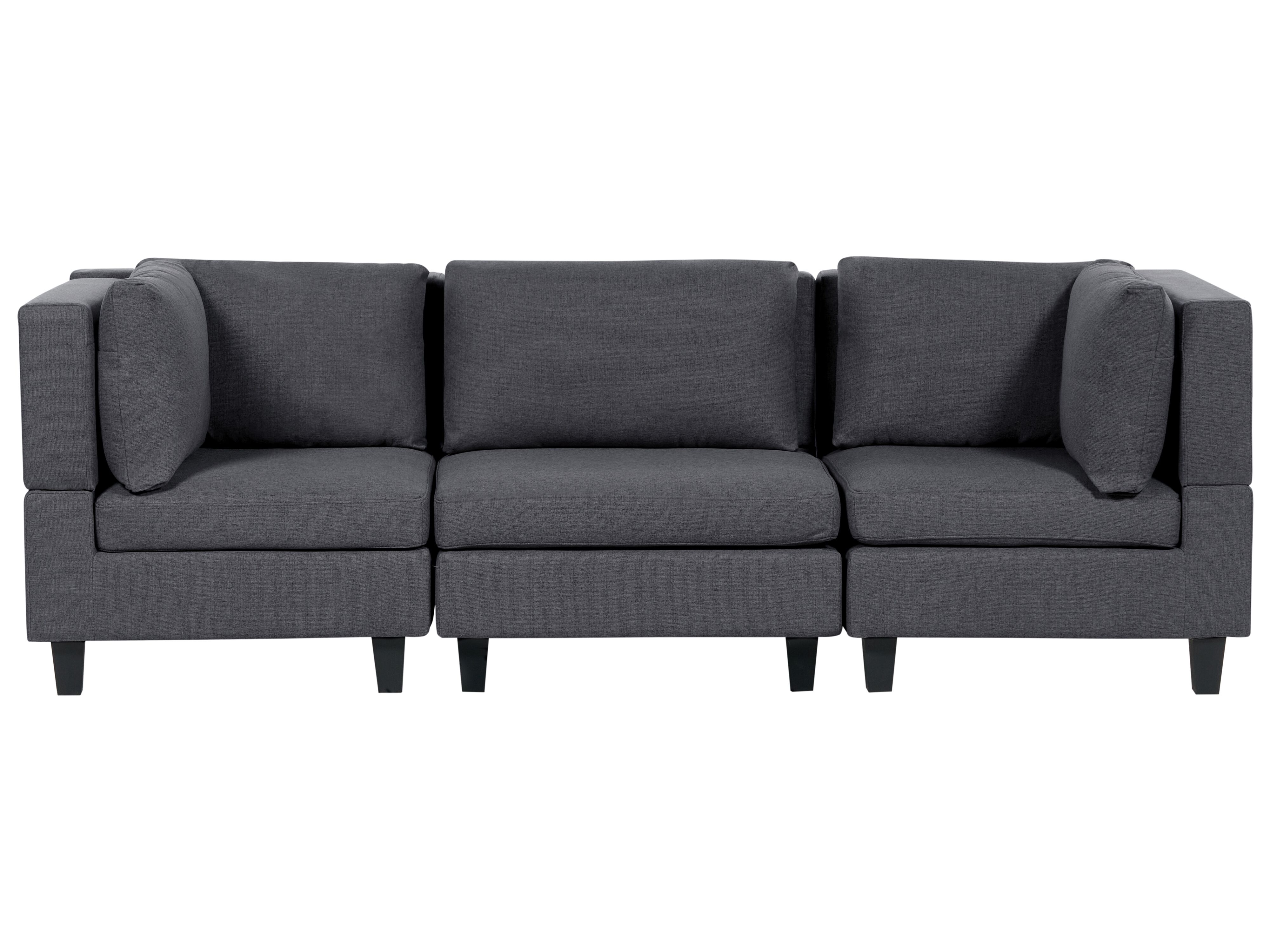 Modular Sofa 3 Seater UNSTAD Fabric Dark Grey