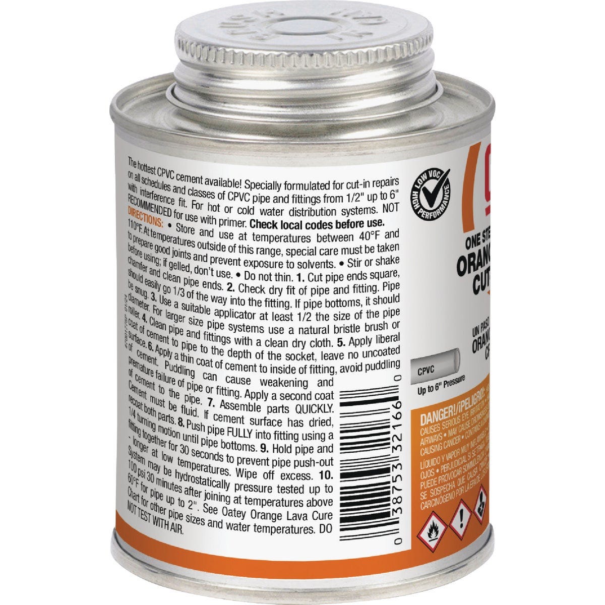Oatey 8 Oz. Orange Lava One-Stop Hot Cut-In CPVC Cement