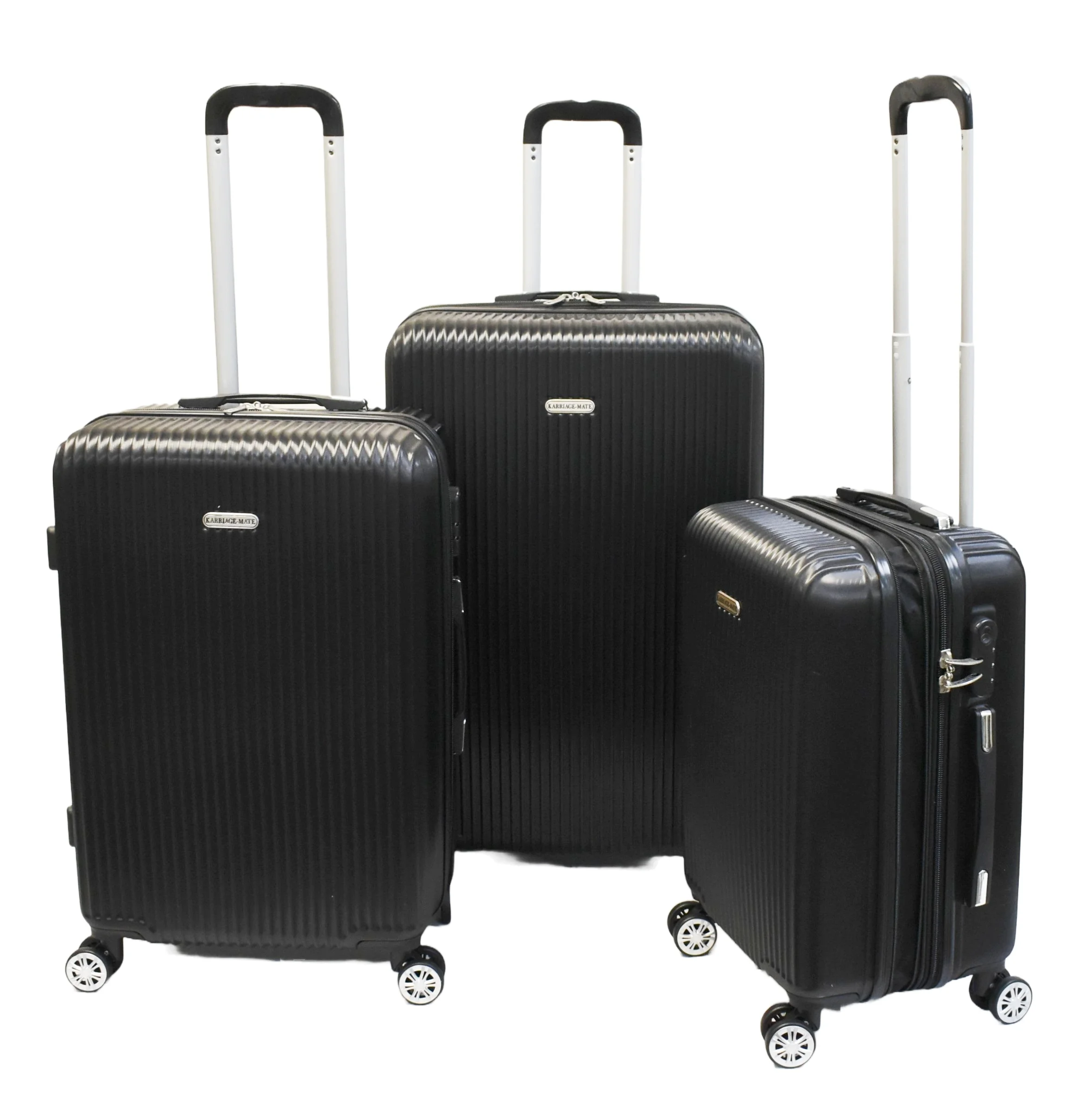 K-Cliffs 3pcs Luggage Set Lightweight Expandable Hard sided ABS Spinner Travel Suitcase  Black