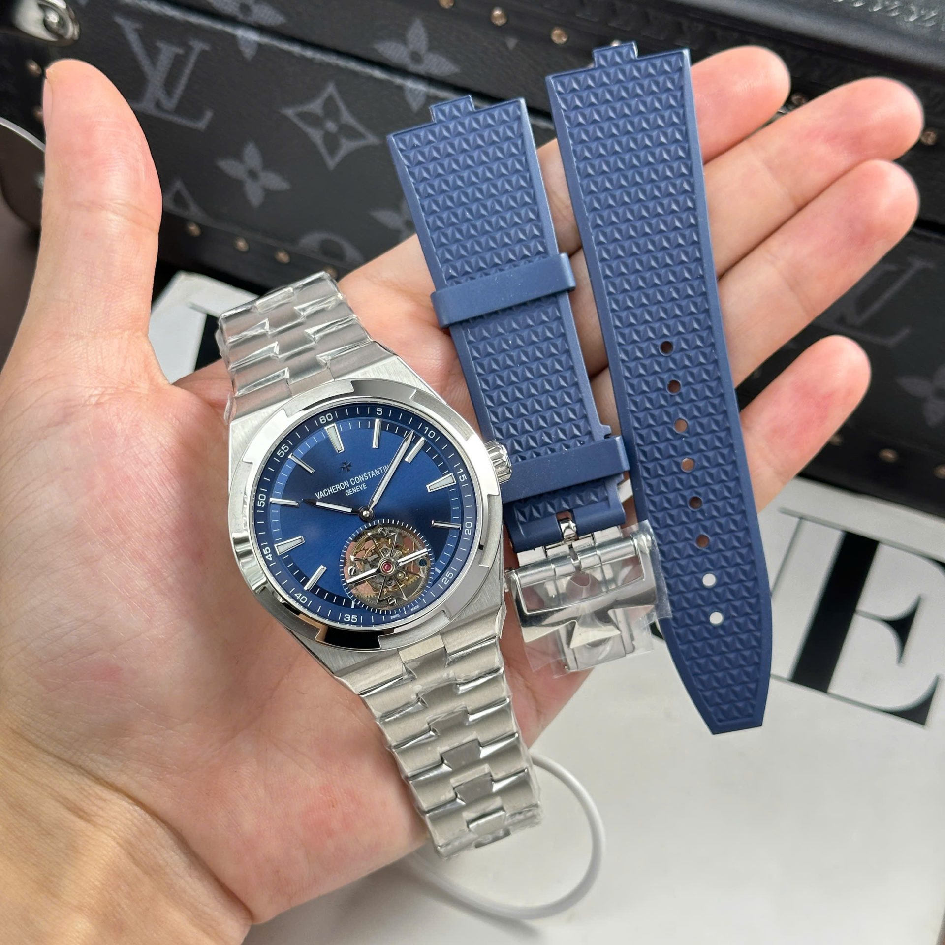 Vacheron Constantin Overseas 6000V Tourbillon Replica Watch Blue Dial 42.5mm - Top club