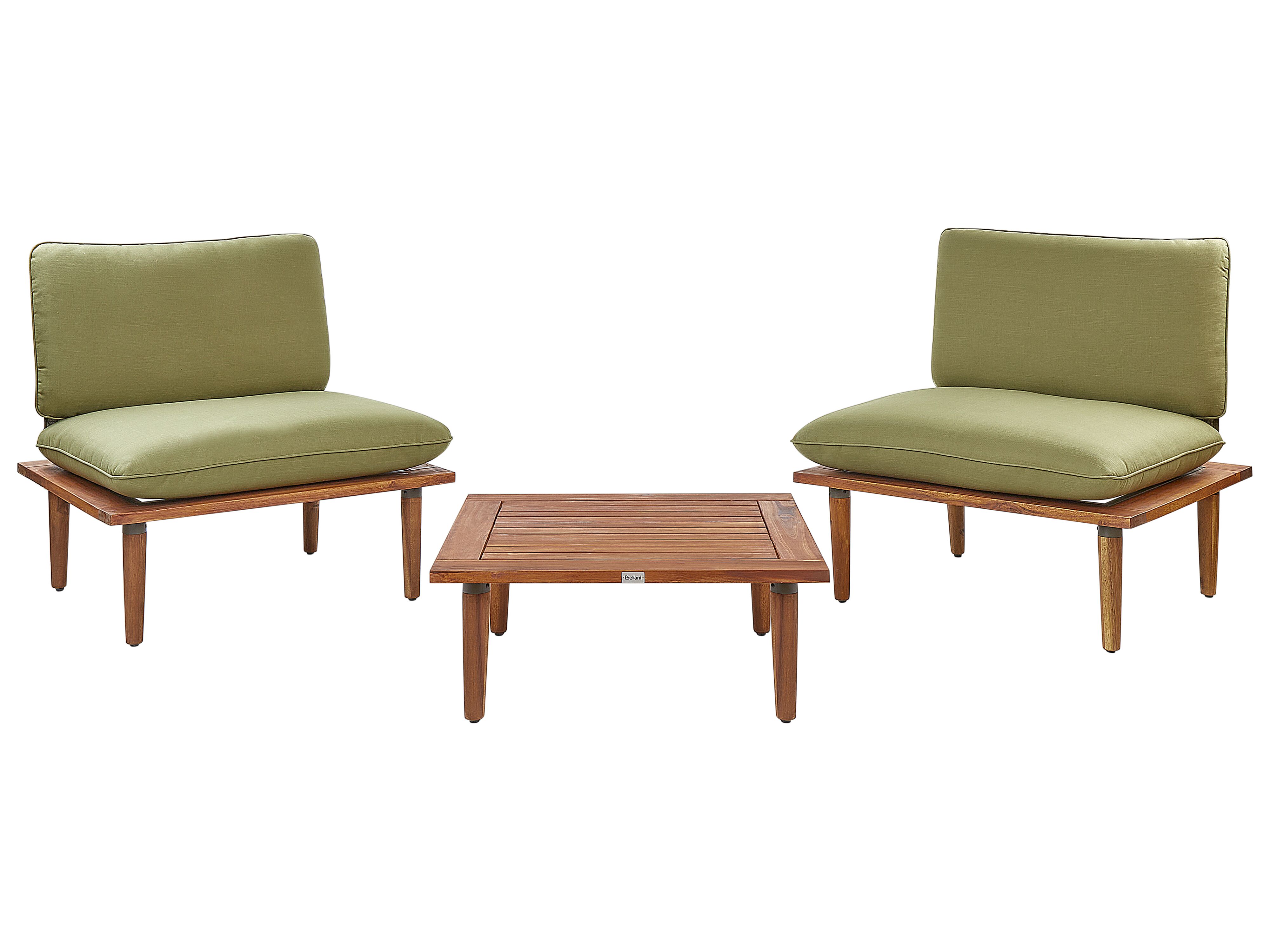 Garden Lounge Set with Table 2 Seater FRASCATI Modular Certified Acacia Wood Olive Green