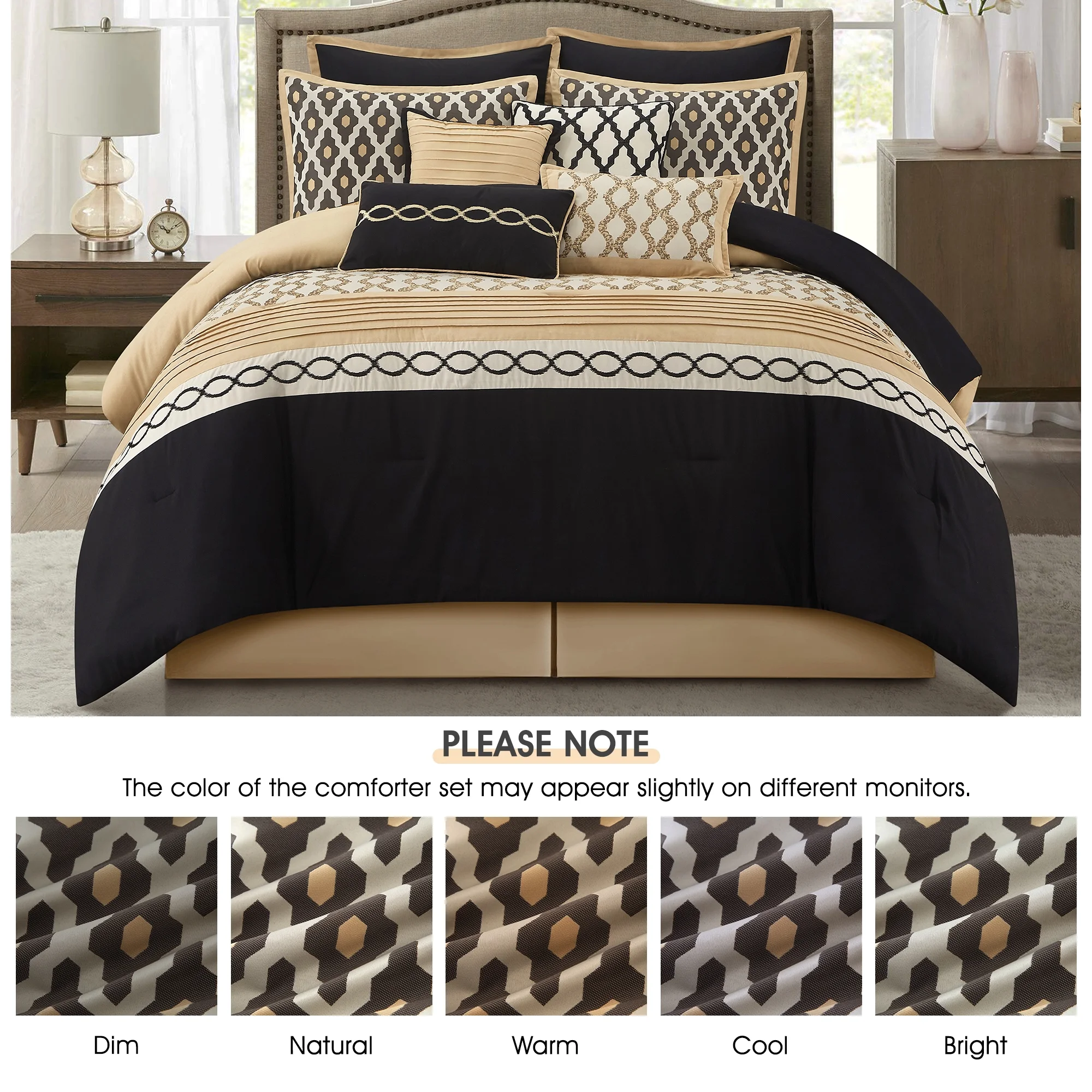 LANCO MODERN LIFESTYLE King Size Comforter Set, Burgundy, 10 Piece Bed in a Bag for All Seasons, Luxury Extreme Comfort Bedding Sets with Bedskirt, Pillow Shams, Euro Shams and Decor Pillows - Image 24