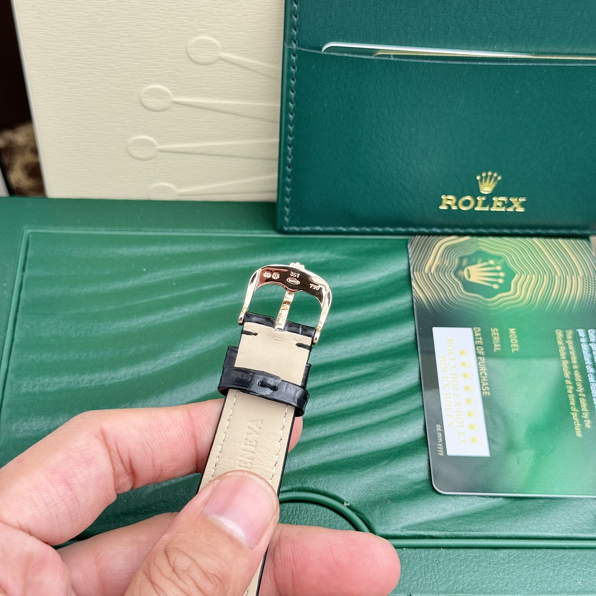 Rolex Replica 1:1 Watch Cellini 50525 White Face Black Leather Strap 39mm - Top club