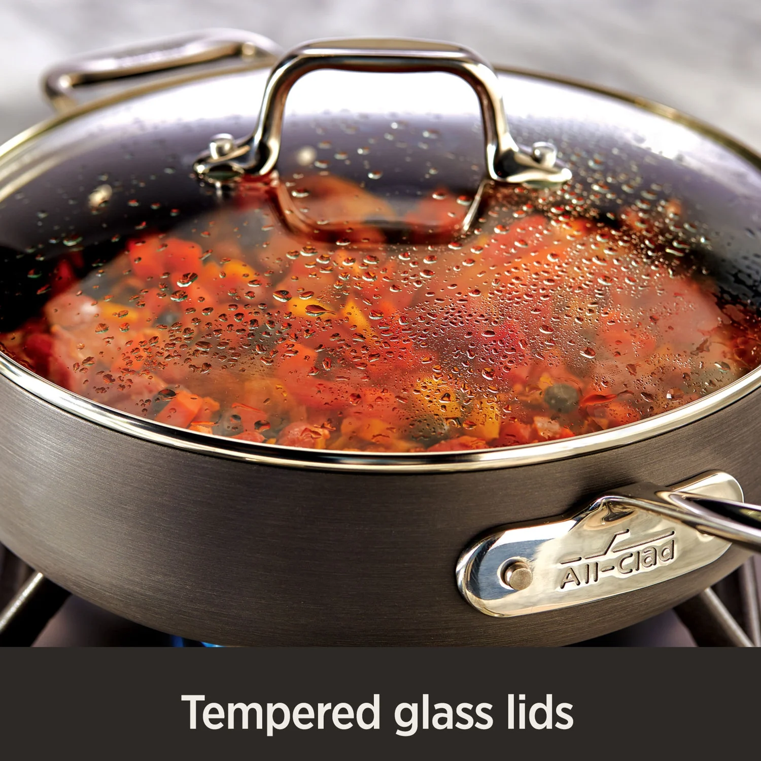 All-Clad HA1 Hard Anodized Nonstick Cookware, Fry Pan Set, 8 inch, 10 inch with Lid, 12 inch with Lid - Image 5