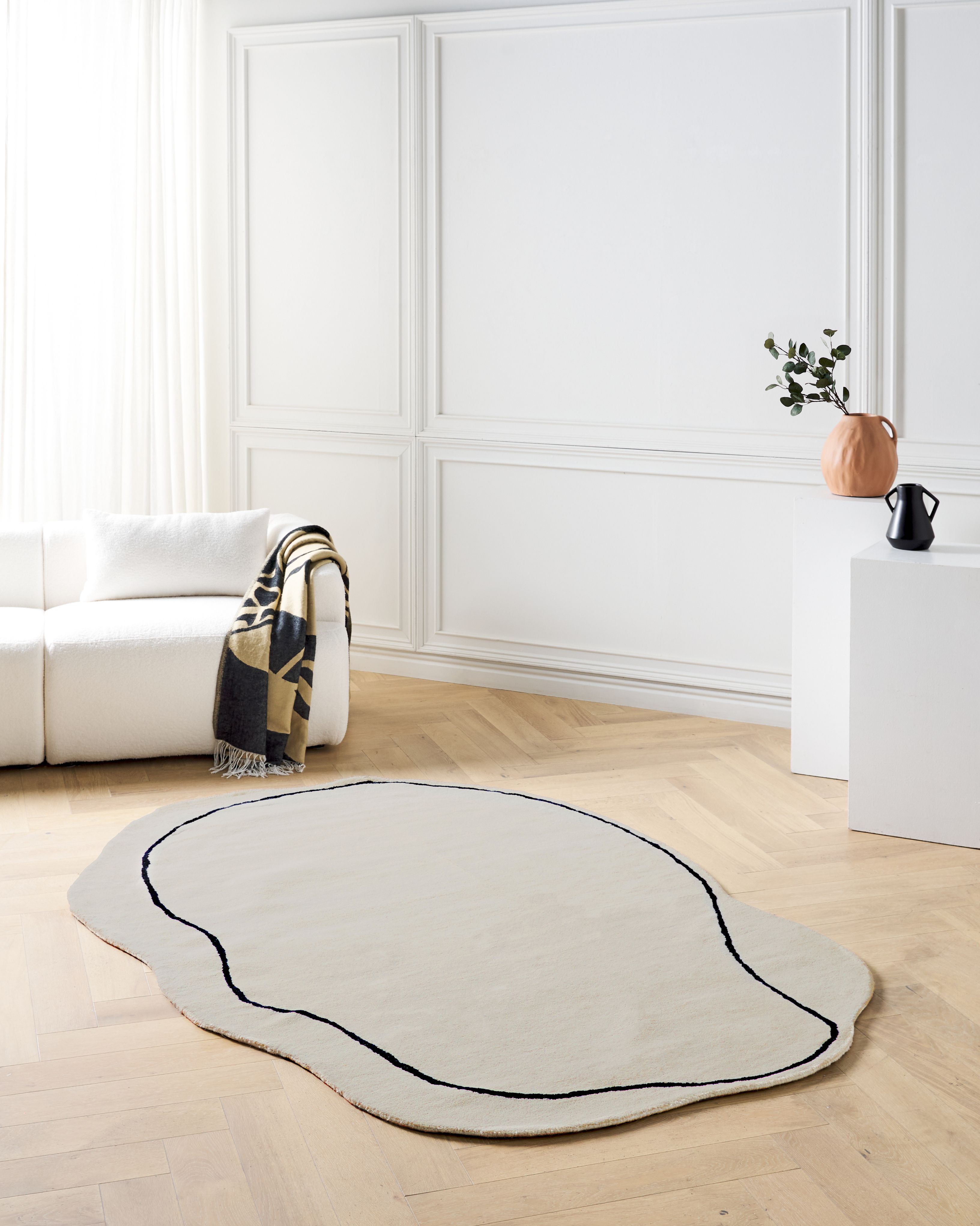 Rug DERA Beige 160 x 230 cm Viscose