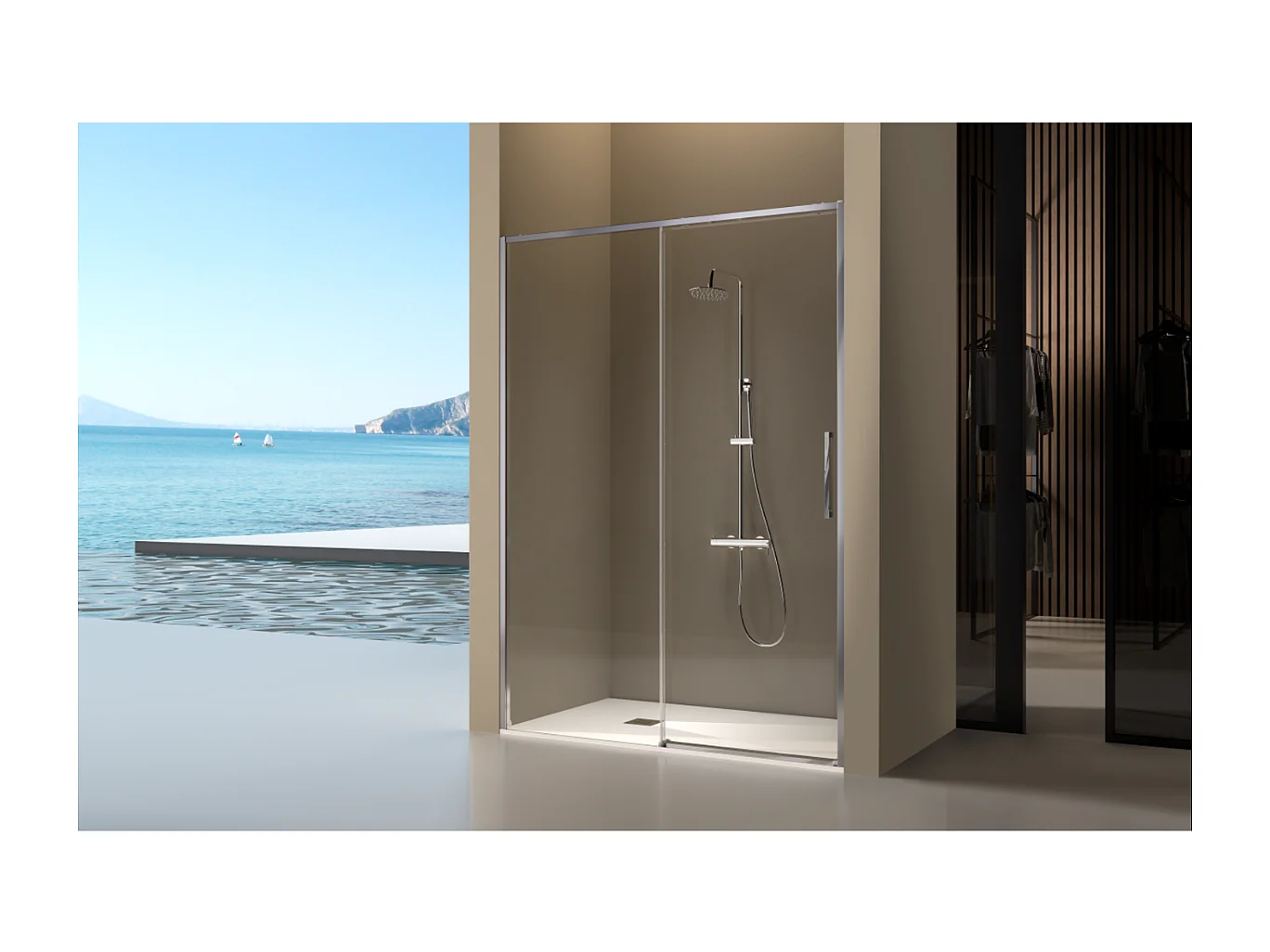 Paroi de douche fixe + porte coulissante DELTA 113-115.6 cm