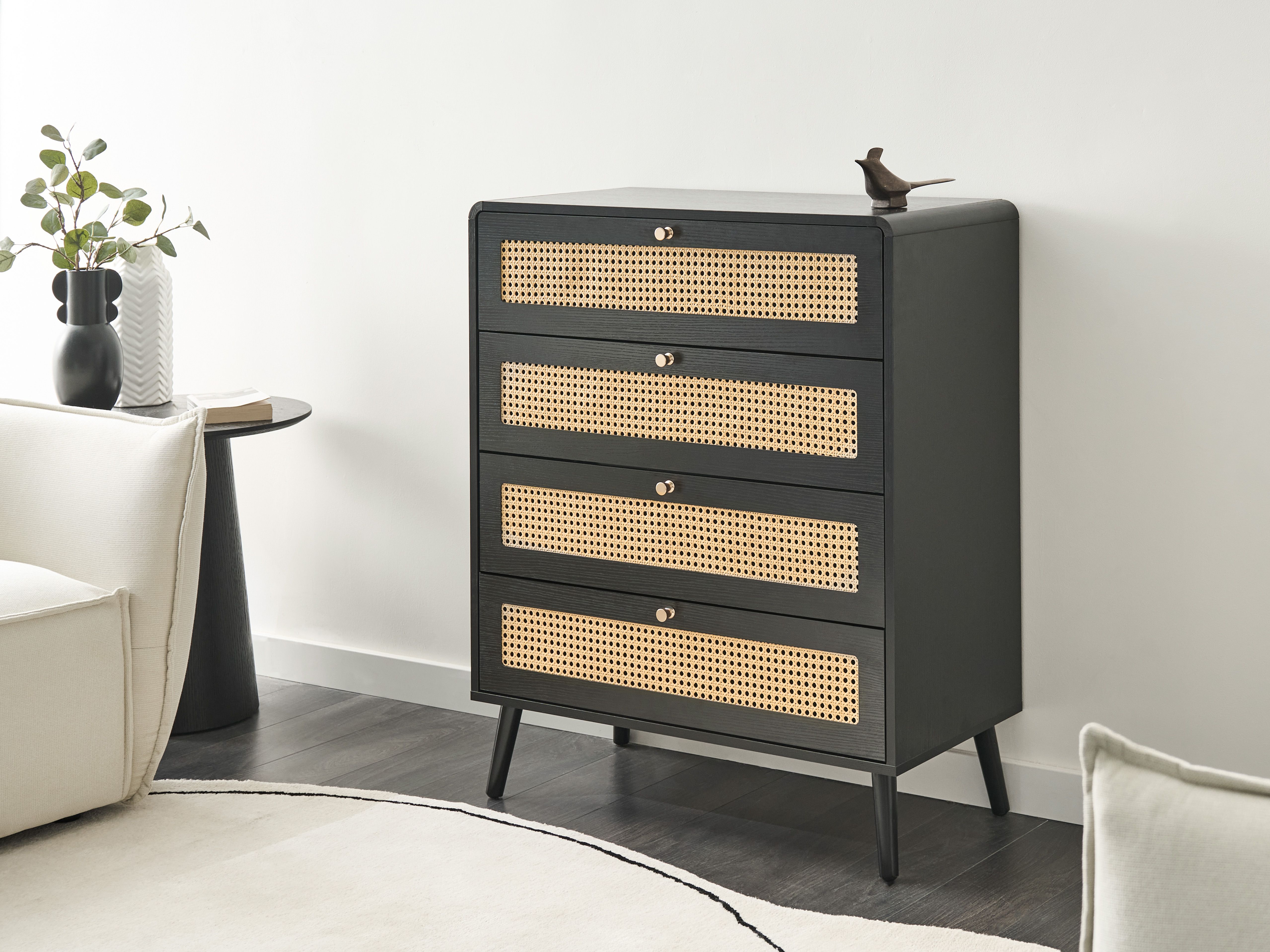 4 Drawer Chest MOURA Black
