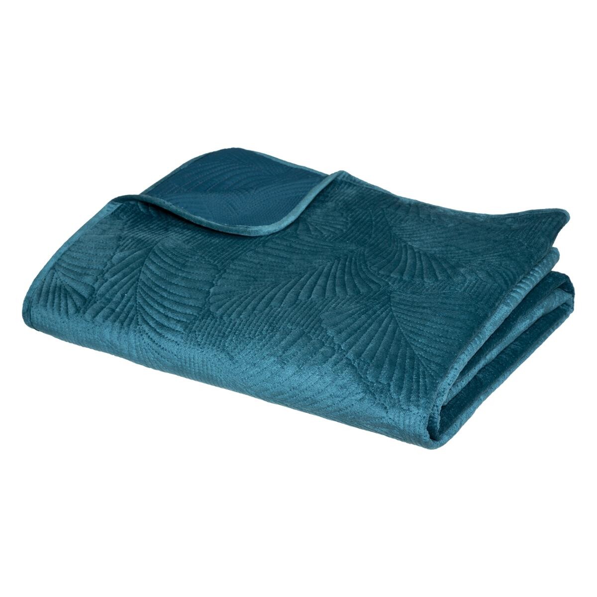 Bedspread "Feuille", velvet Duck blue, 240x260 cm