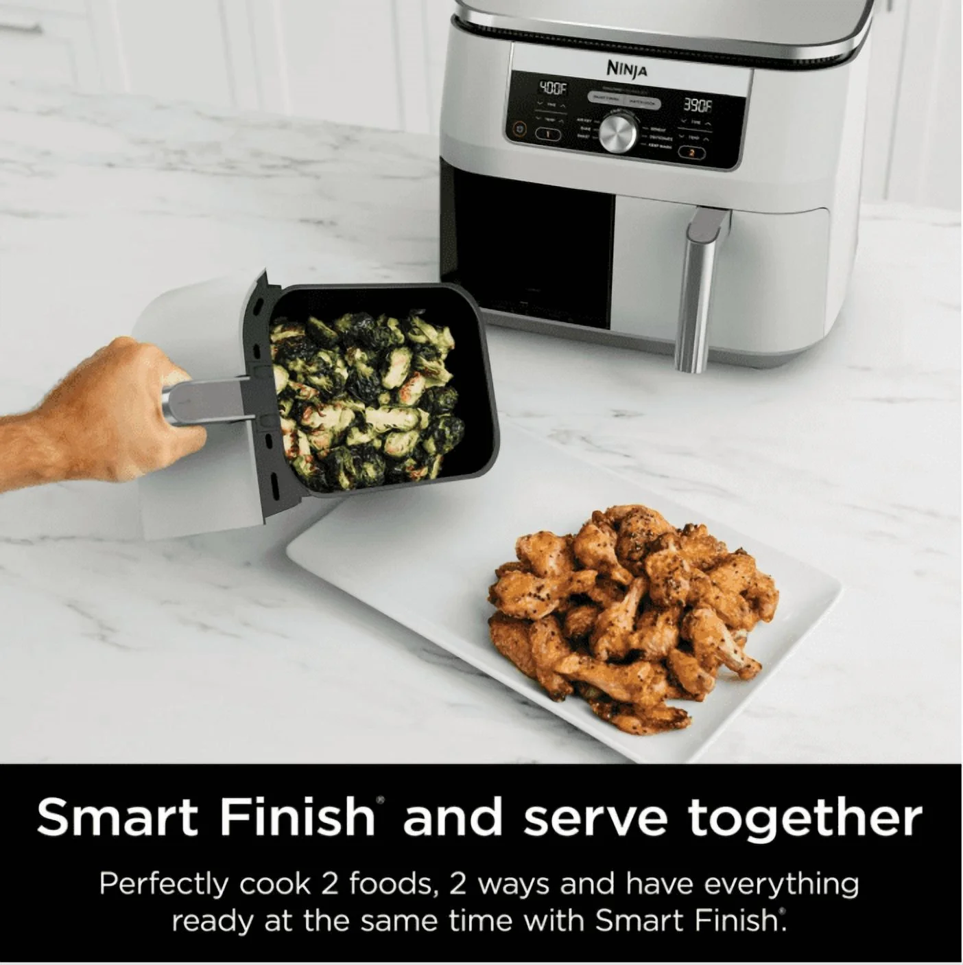 Ninja Foodi 6-in-1, 8 Quart 2-Basket Air Fryer with DualZone Technology -White - Image 9