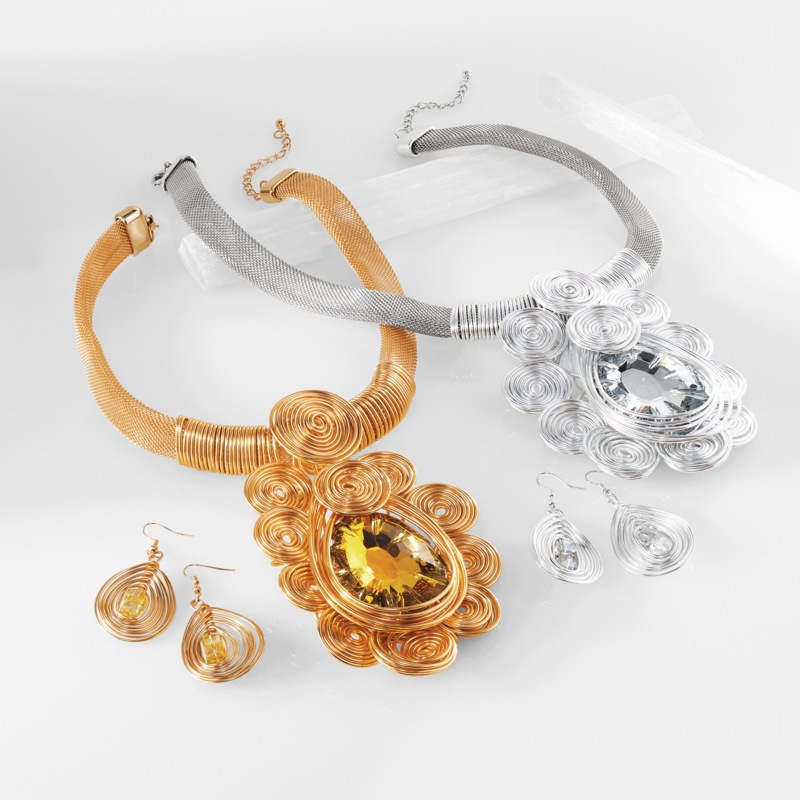 Crystal Coil Necklace & Earring Set - MIDNIGHT VELVET CATALOG