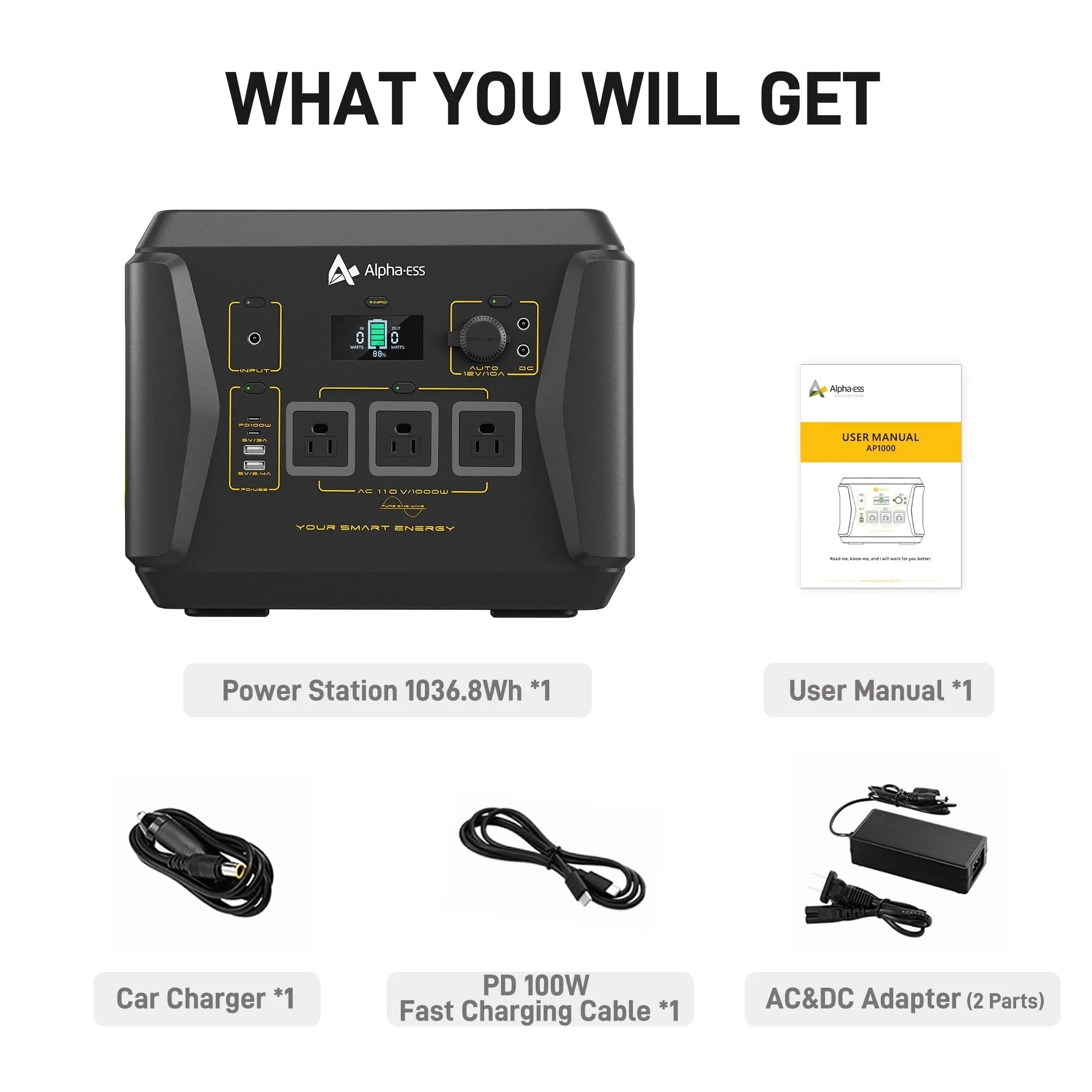 AlphaESS Portable Power Station 1036Wh, 1000W AC Output, 2000W Peak - AP1000 - Image 6 AlphaESS Portable Power Station 1036Wh, 1000W AC Output, 2000W Peak - AP1000 - Image 6