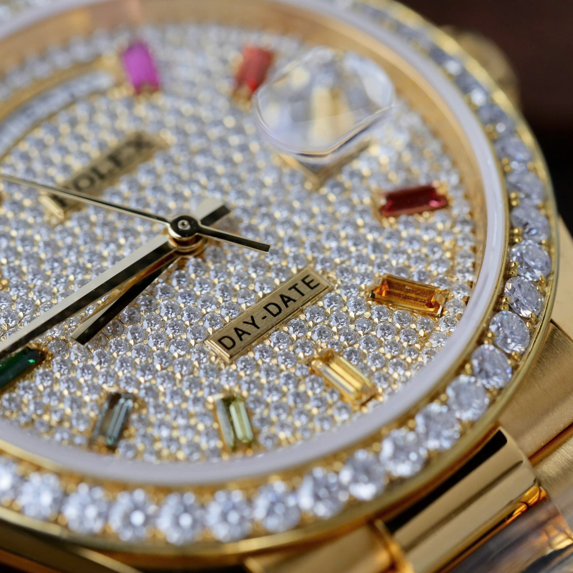 Rolex Day-Date Copies Watches Custom 18K Gold Wrapped + Moissanite Diamonds GM Factory 36mm - Top club