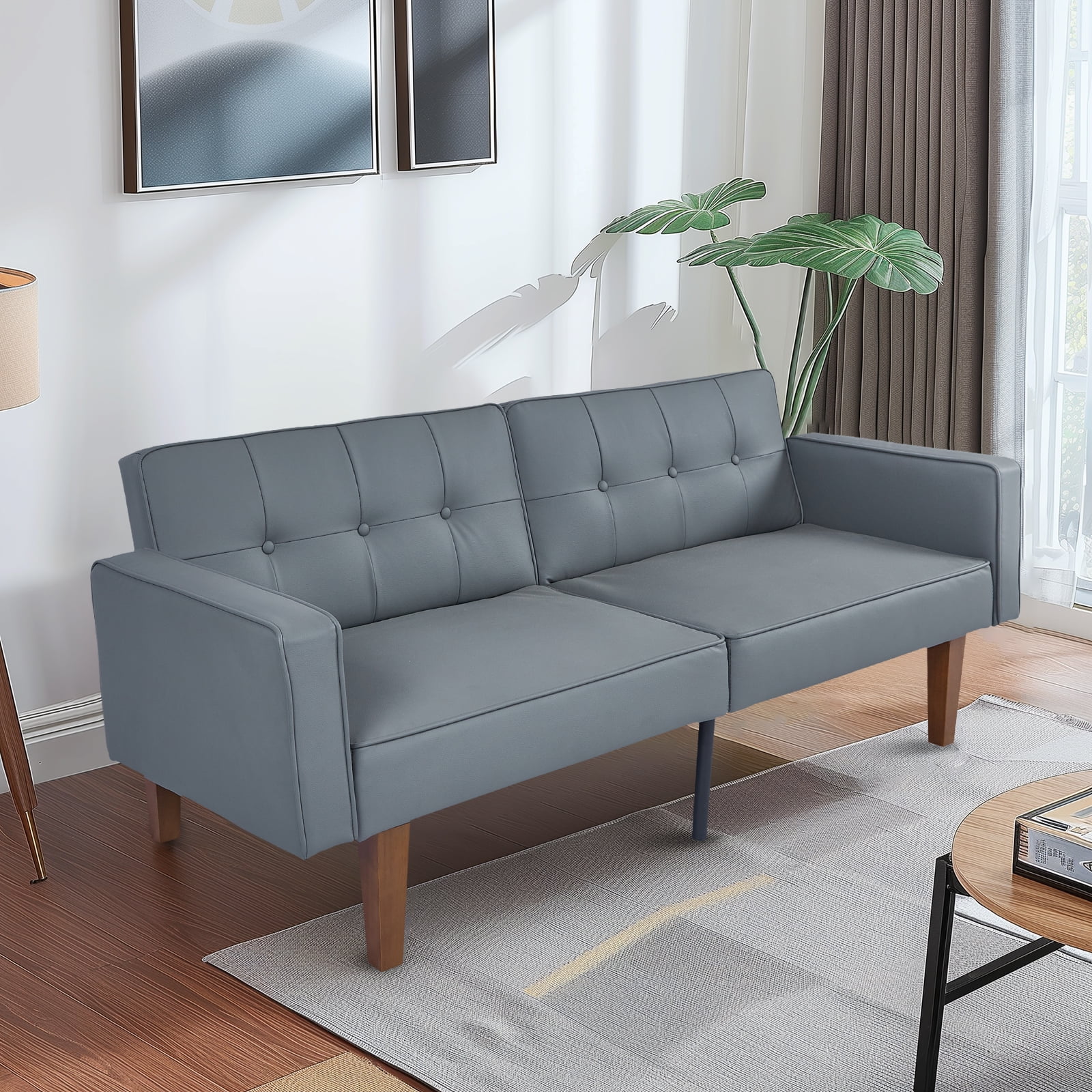 Sofa Bed, Convertible Memory Foam Futon Couch, Adjustable Sleeper Sofa Bed for Living Room, Gray - Image 19