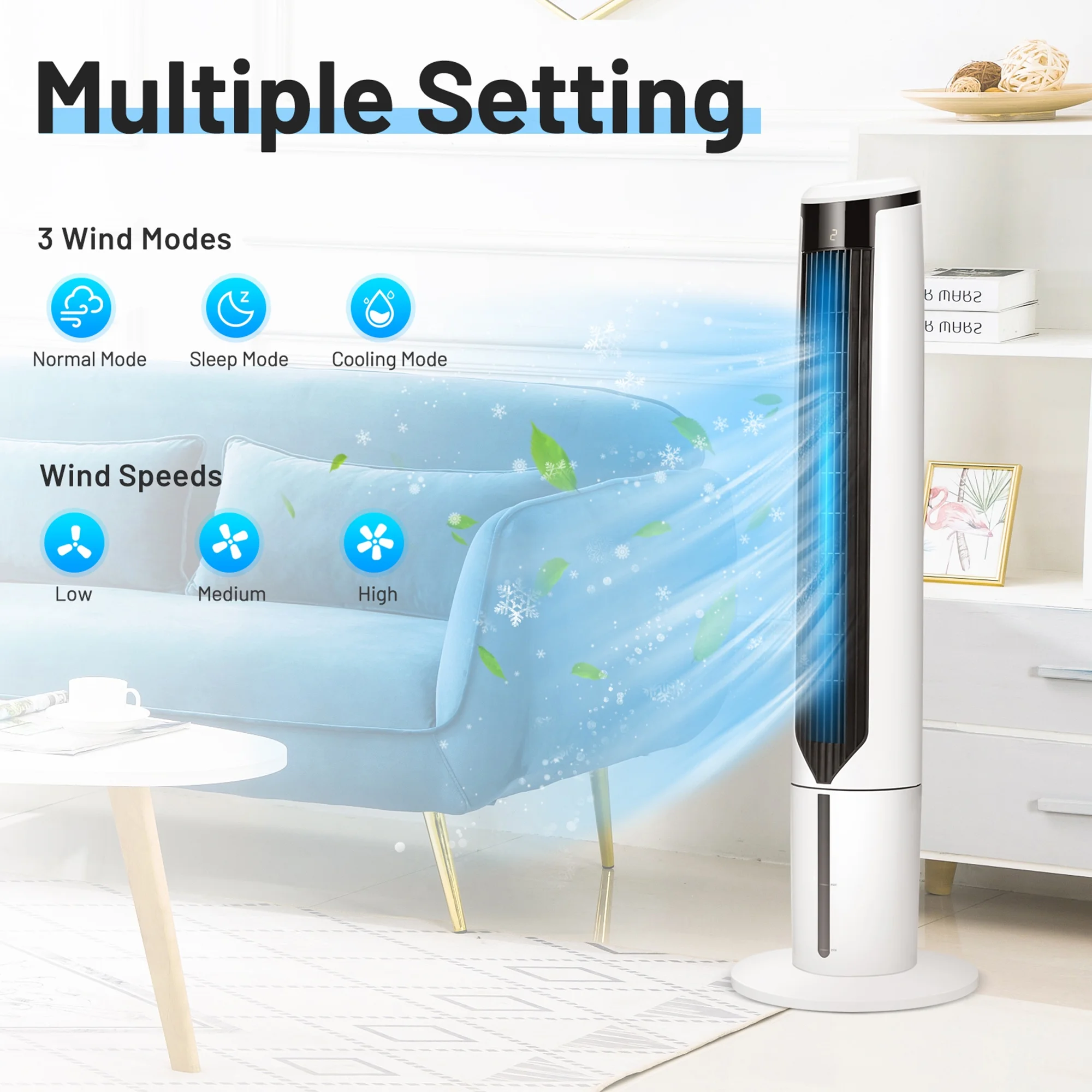 Gymax 41'' Tower Fan 3 in 1 Evaporative Air Cooler Humidifier w/ Remote Control - Image 6