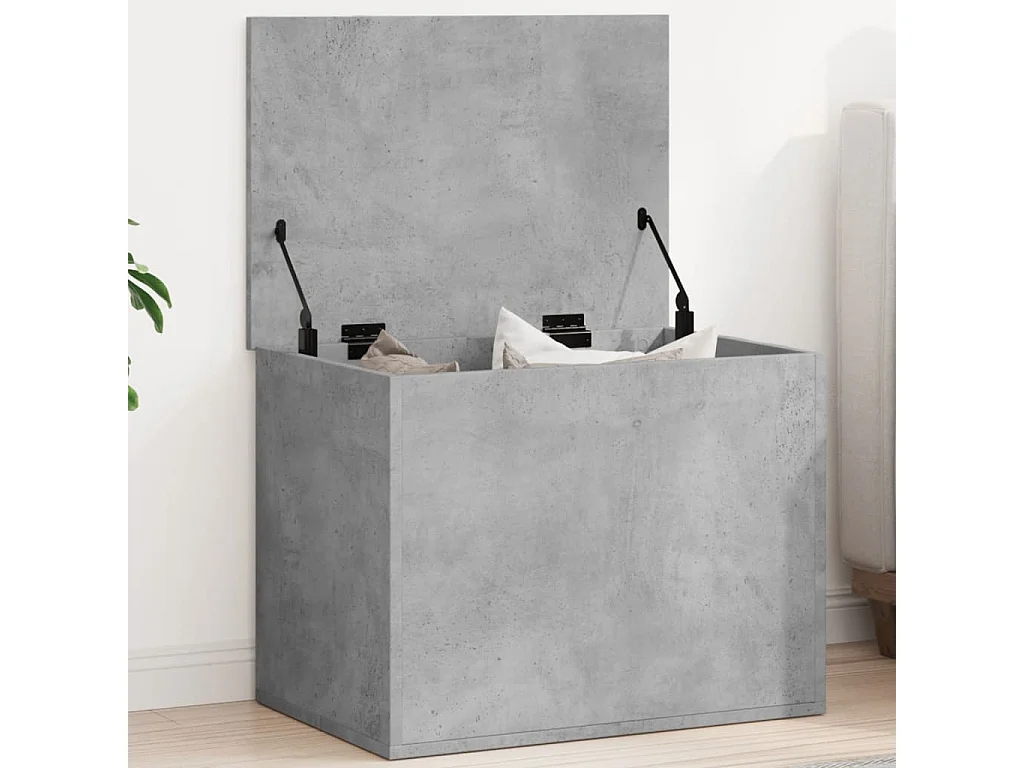 Boîte de rangement gris béton 60x42x46 cm bois d'ingénierie