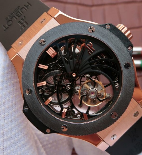 Replica Hublot Big Bang Ceramic Bezel Skeleton Tourbillon RG - Elite Watch Atelier