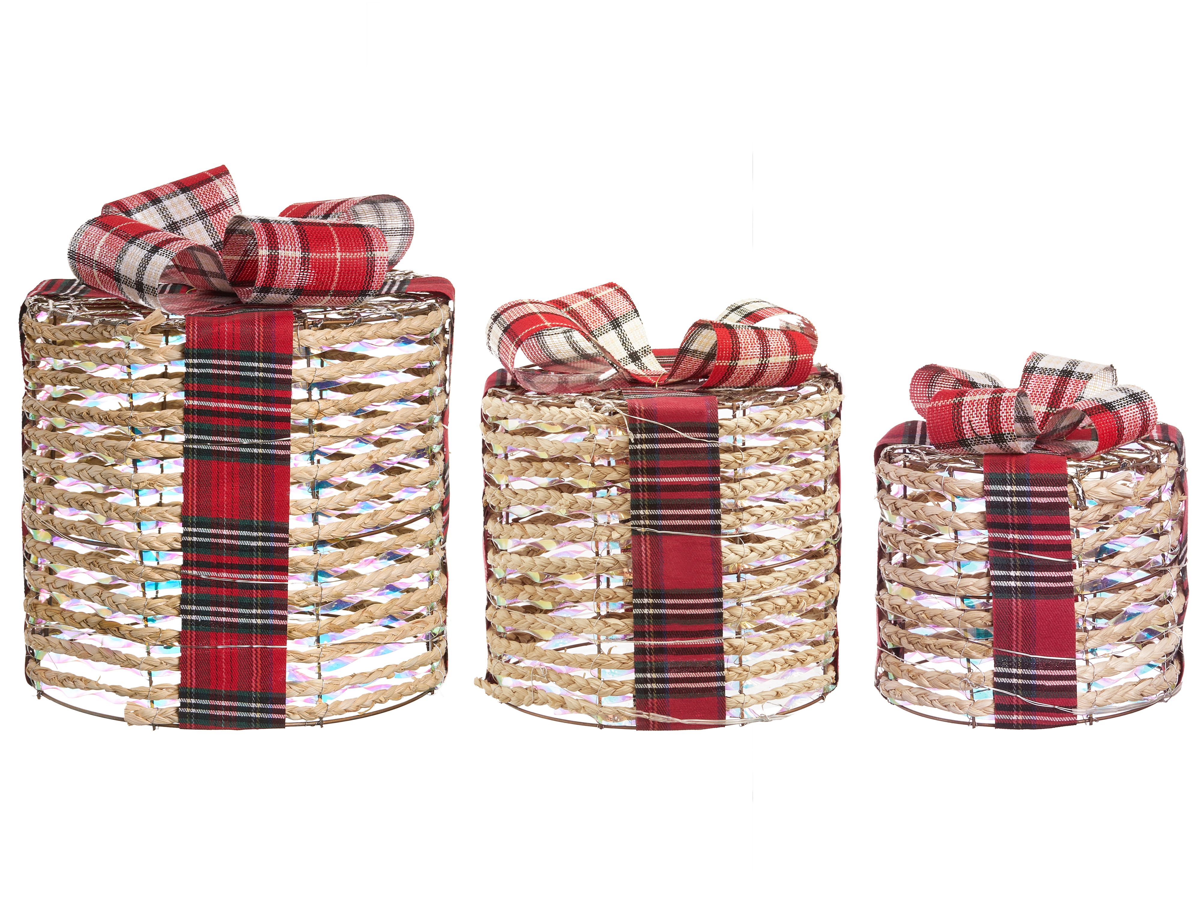 Set of 3 Christmas Decorations LED VEJLEN Christmas Gifts 20/25/30 cm Beige