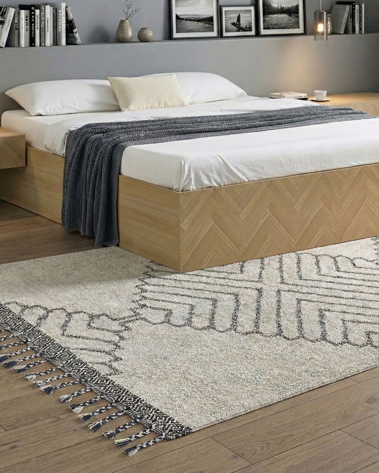 Rug ERAY Light Beige 140 x 200 cm Cotton