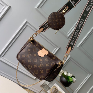 Louis Vuitton Multi Pochette Accessoires Khaki and Pink Strap1:1High-quality replica
