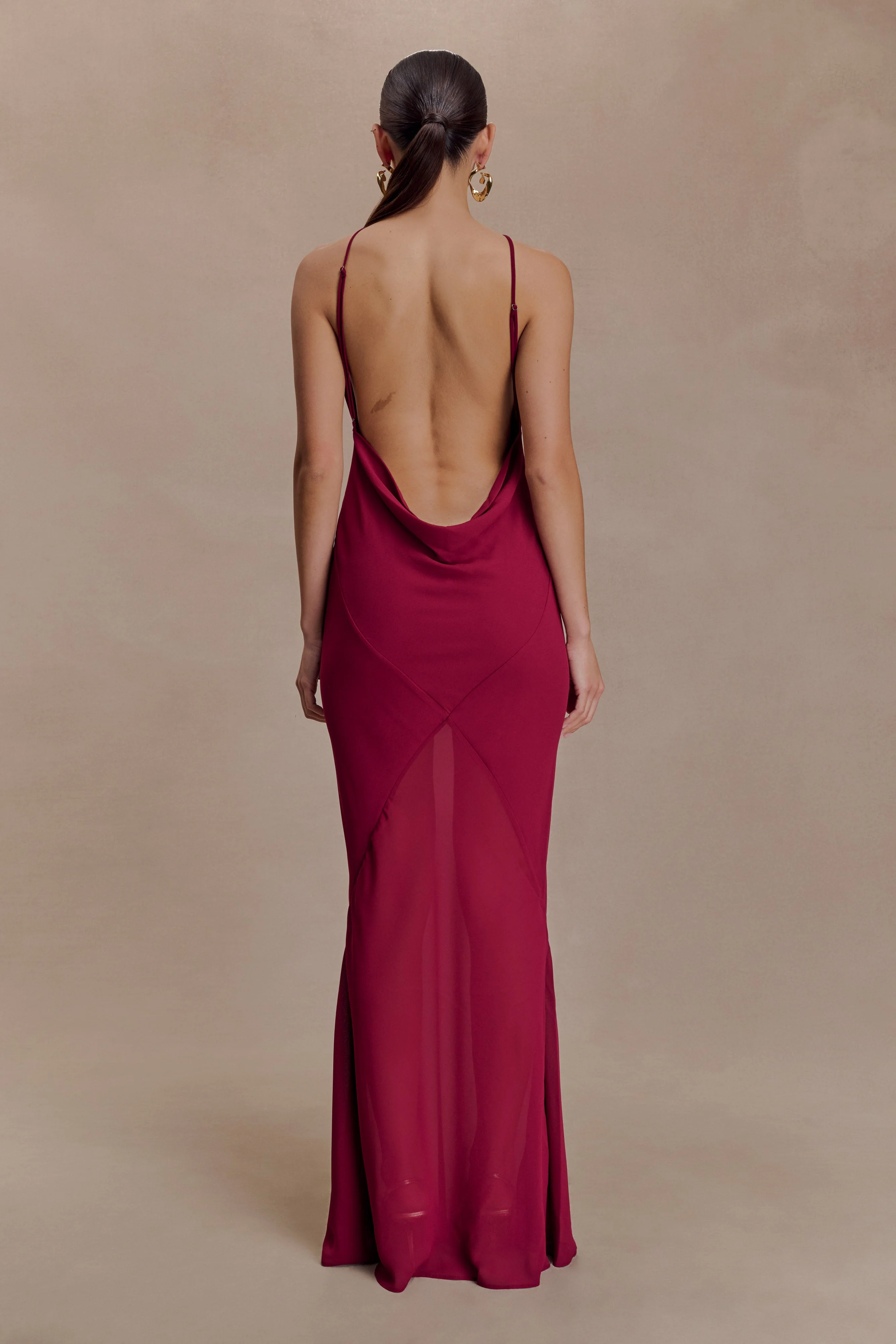 Nerea Slip Halter Maxi Dress - Cherry Red