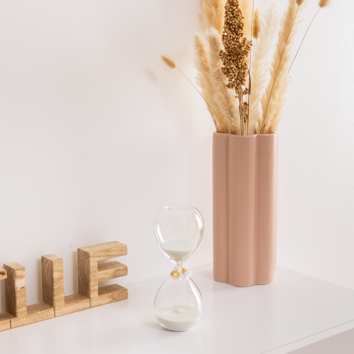 "Floral" glass hourglass H.20 cm