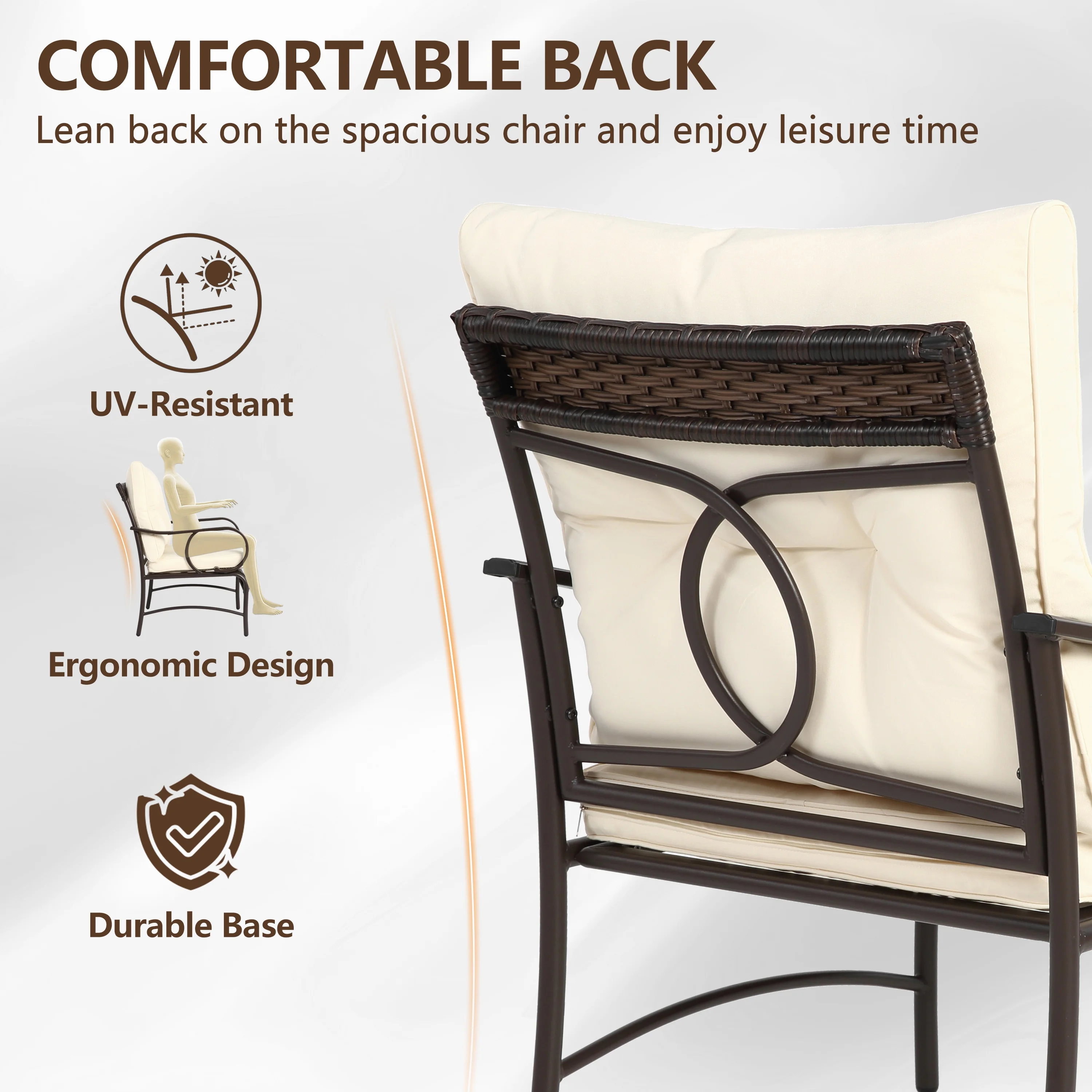 Patio Sofa Set, 4 Pieces Outdoor Sectional Furniture, All-Weather PE Rattan Wicker Patio Conversation Set, Cushioned Sofa Set with Coffee Table for Patio Garden Poolside Deck - Image 21