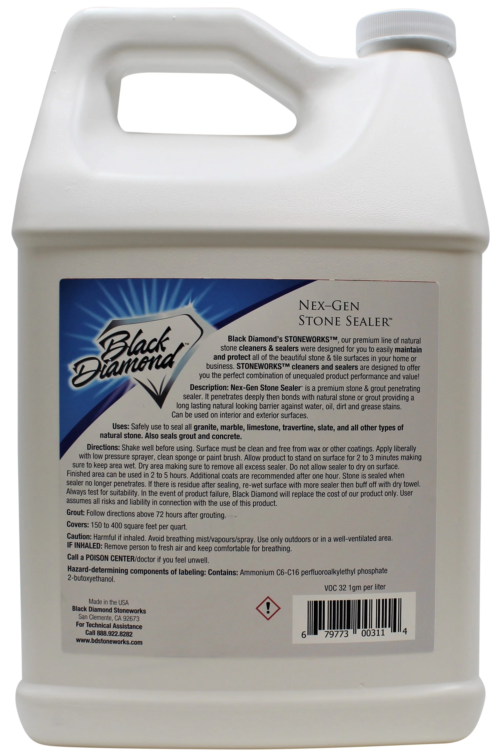 Black Diamond Stoneworks NEX-GEN Natural Stone Penetrating Sealer: Long-Lasting Protection Interior and Exterior ; Granite, Marble, Travertine, Limestone, Grout, Tile, Brick, Slate Floors
