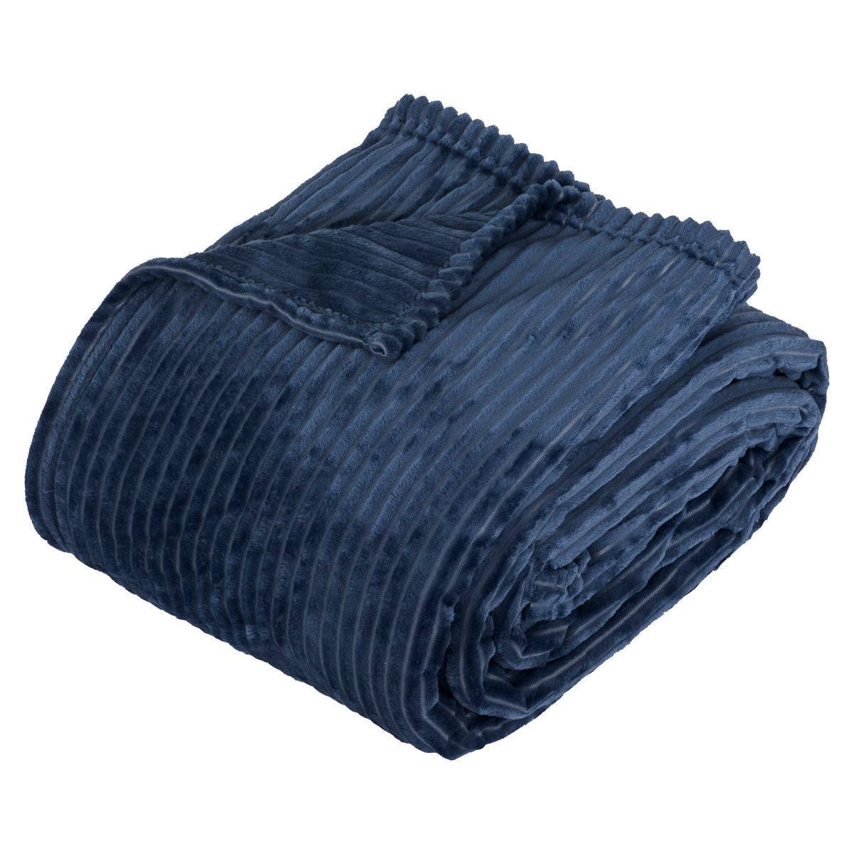 Ribbed Flannel Throw "Arum" Ink blue, 240x220 cm