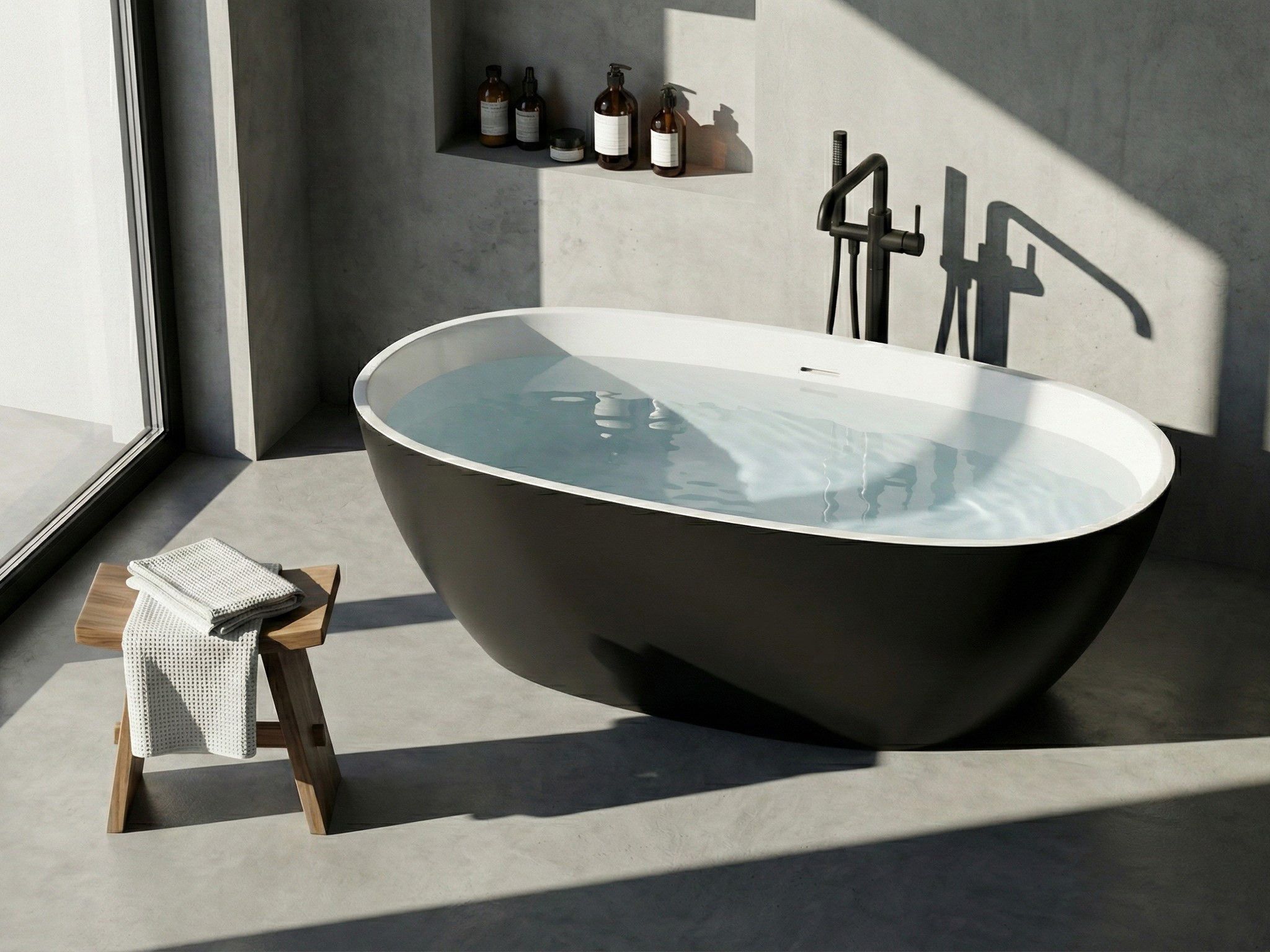 Freestanding Bathtub ULLUM 1500 x 750 mm Black
