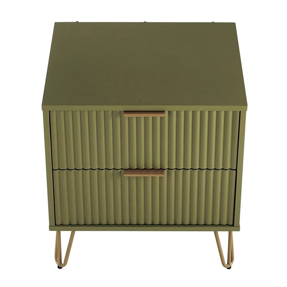Pemberly Row Nightstand from Engineered Wood in Olive Green - Set of 2 - Image 9