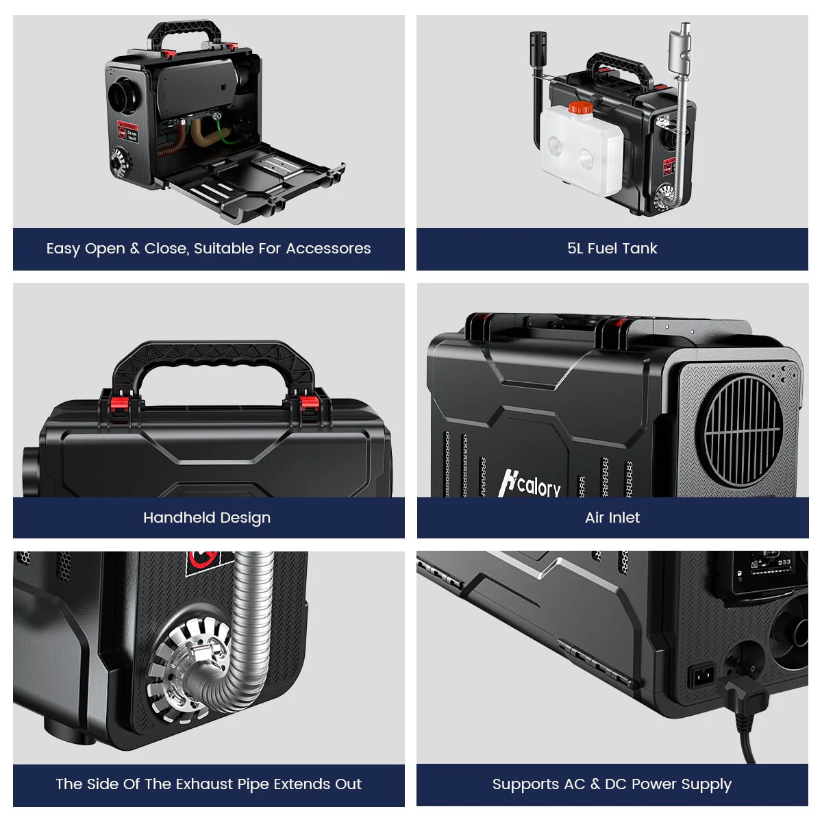 HCALORY Diesel Air Heater, 12V 8KW All-In-One Portable Handheld Toolbox with Bluetooth APP Control and LCD Monitor for Car Trucks Boat Bus RV Trailer Motor-Homes and Camper, Black - Image 7