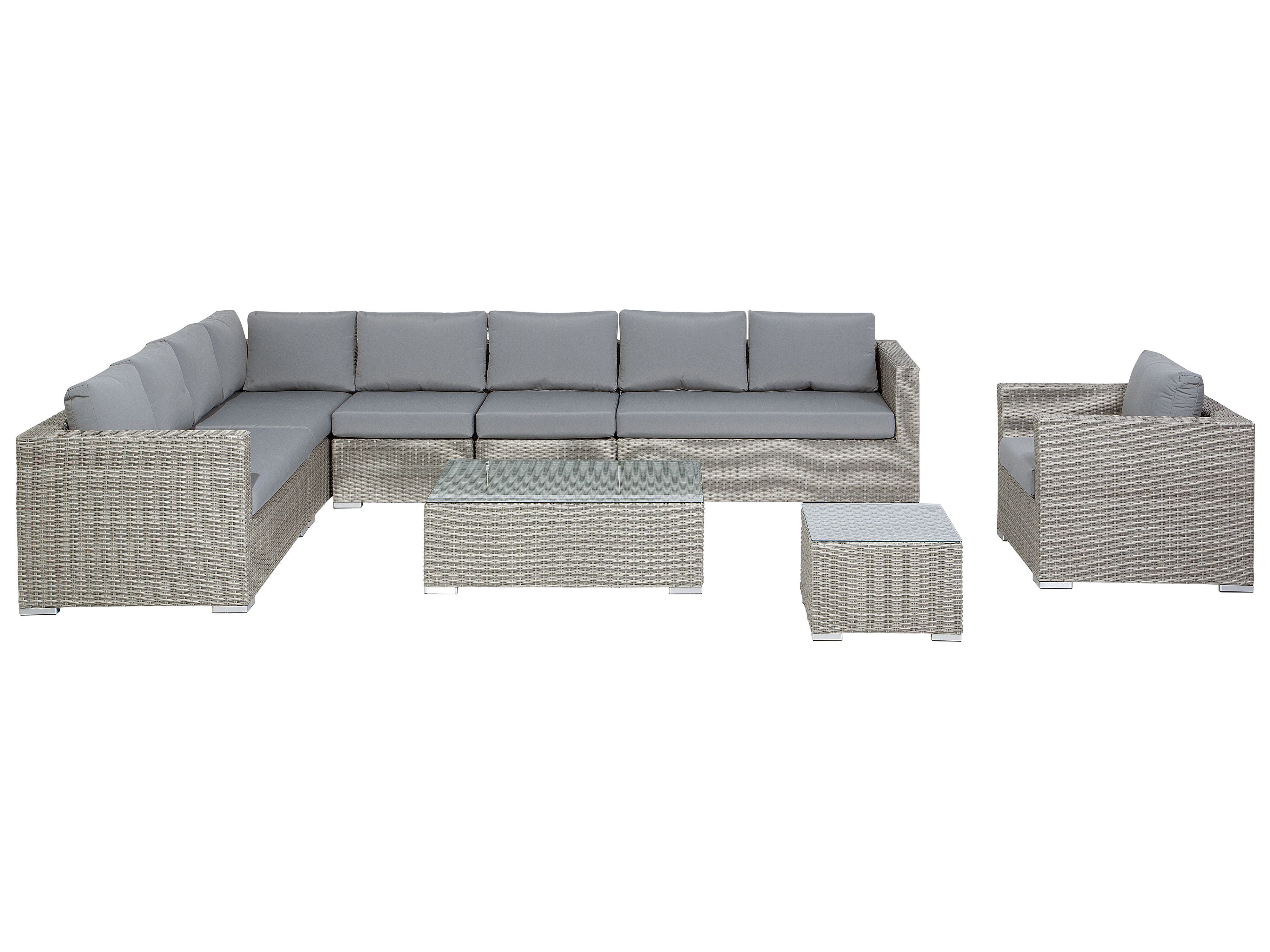 Garden Lounge Set with Table 8 Seater XXL Right Hand Modular PE Rattan Grey