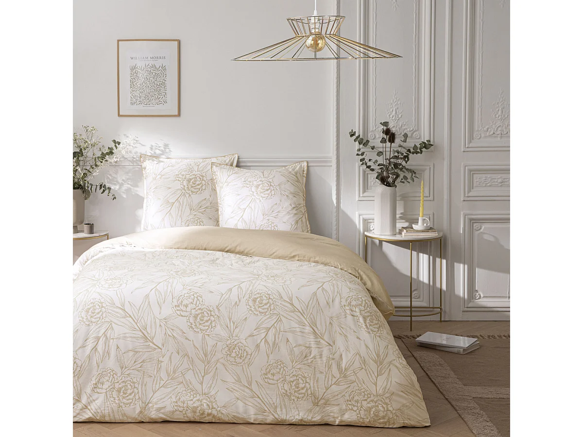 Parure de lit 2 personnes en satin de coton réversible 240x220cm
