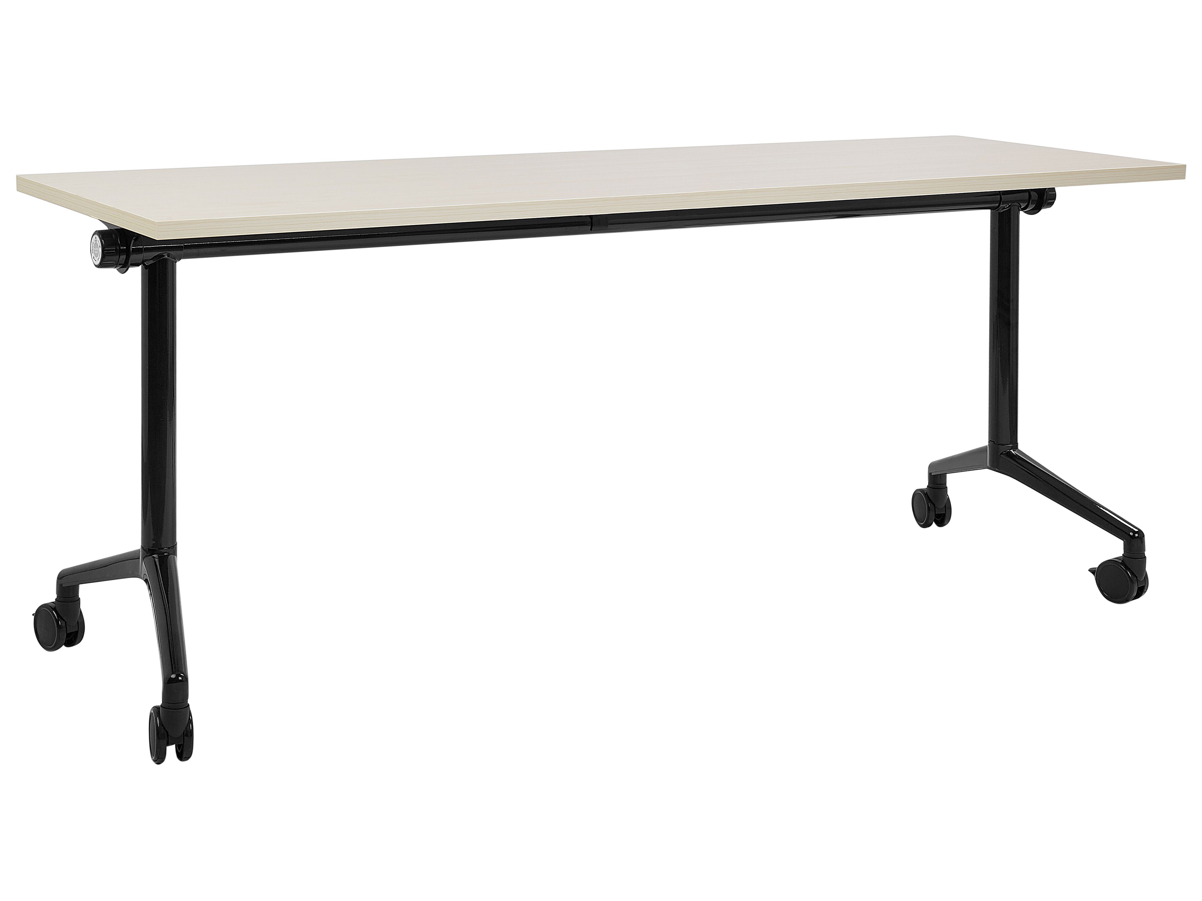 Foldable Office Desk CAVI Light Brown 180 cm 60 cm with Wheels