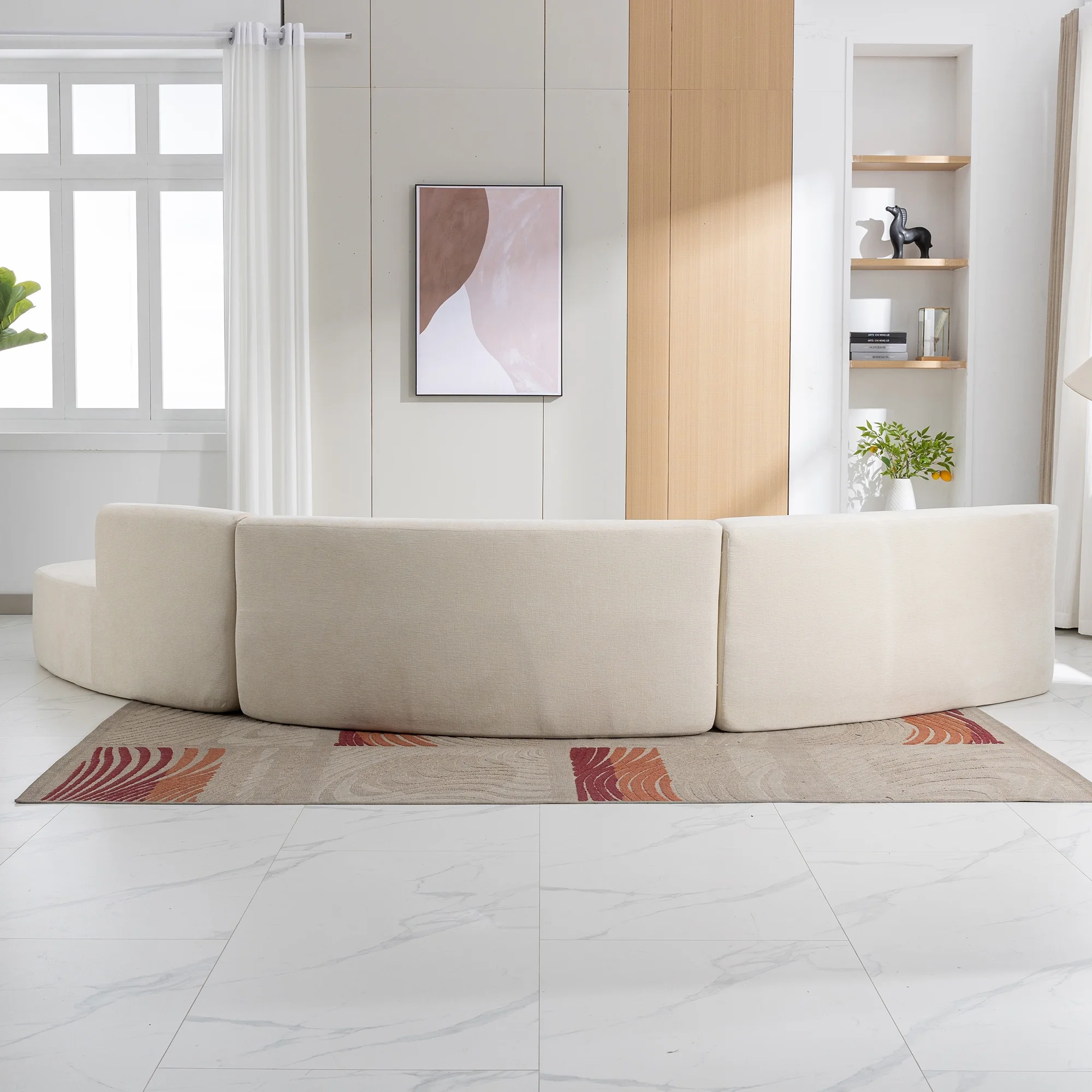 Harper & Bright Designs Modern Curved Floor Sofa Set, Modular Sectional Sponge Couch for Living Room, 2 PC Free Combination No Assembly Foam-Filled Sofa, Beige - Image 36